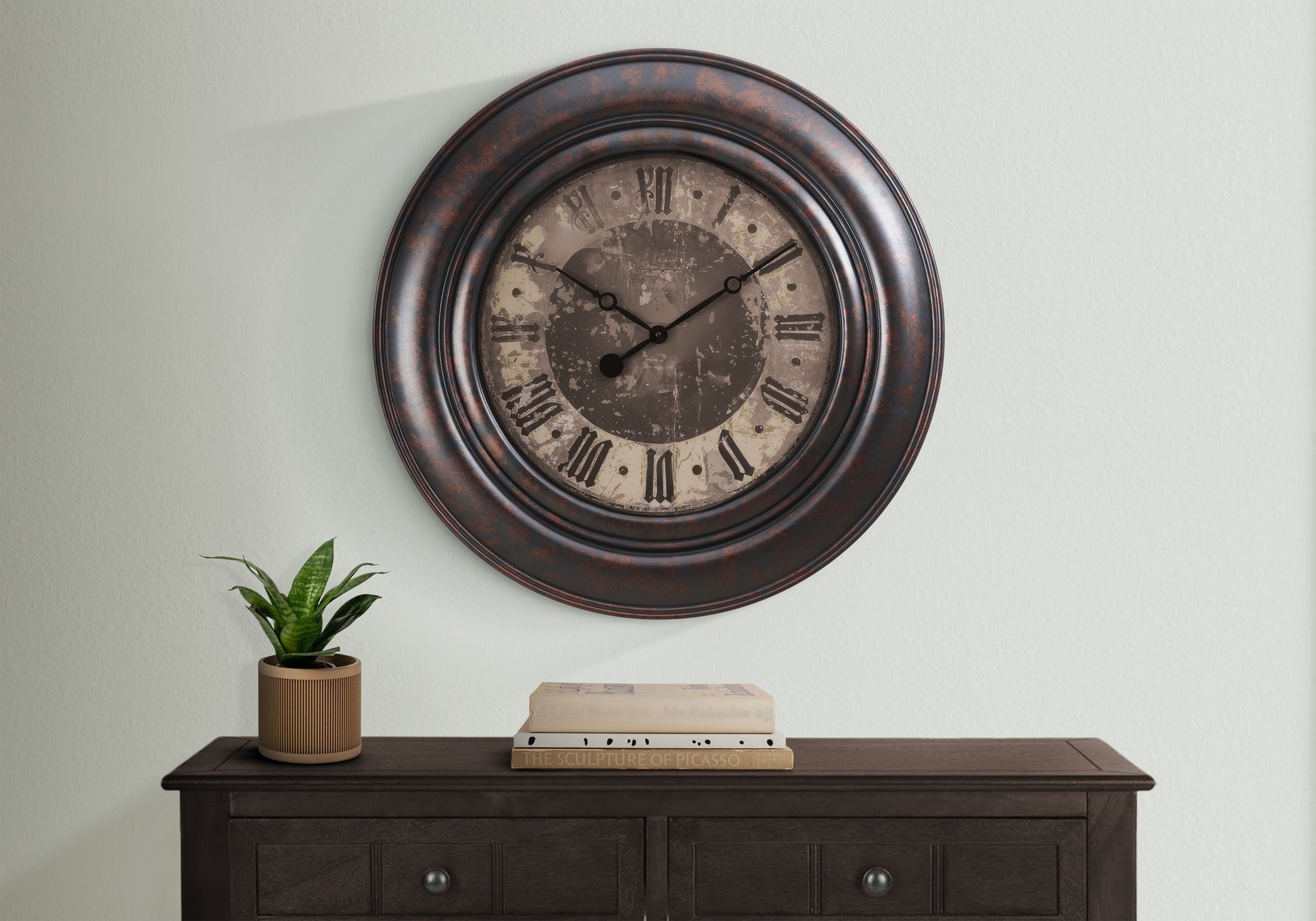CLOCKS - 30"DIA / WALL CLOCK / BROWN-Clocks-DECOROLALA