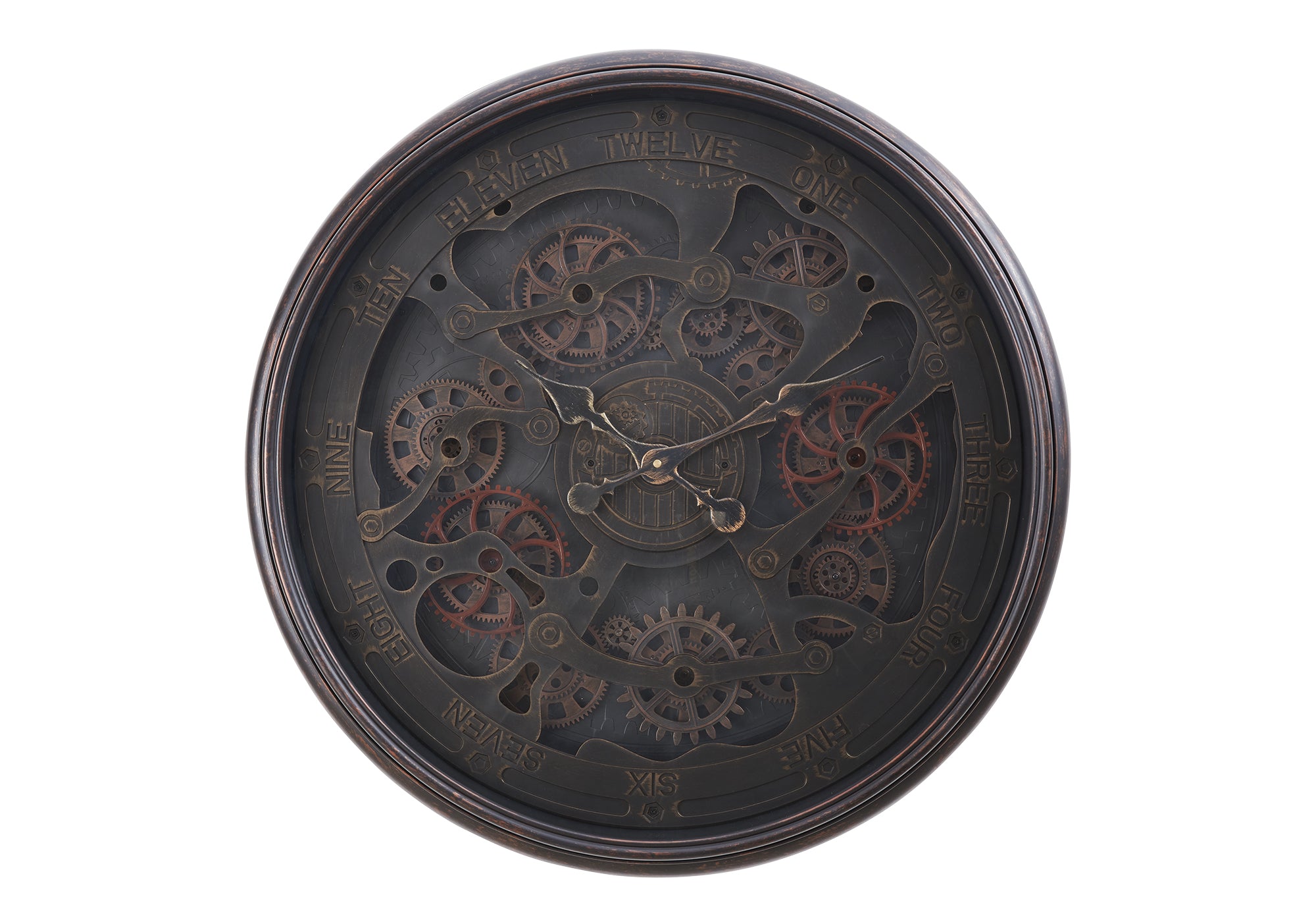 CLOCKS - 30"DIA / GEAR MECHANISM WALL CLOCK / BLACK-Clocks-DECOROLALA