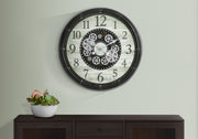 CLOCKS - 30"DIA / GEAR MECHANISM WALL CLOCK / BROWN-Clocks-DECOROLALA