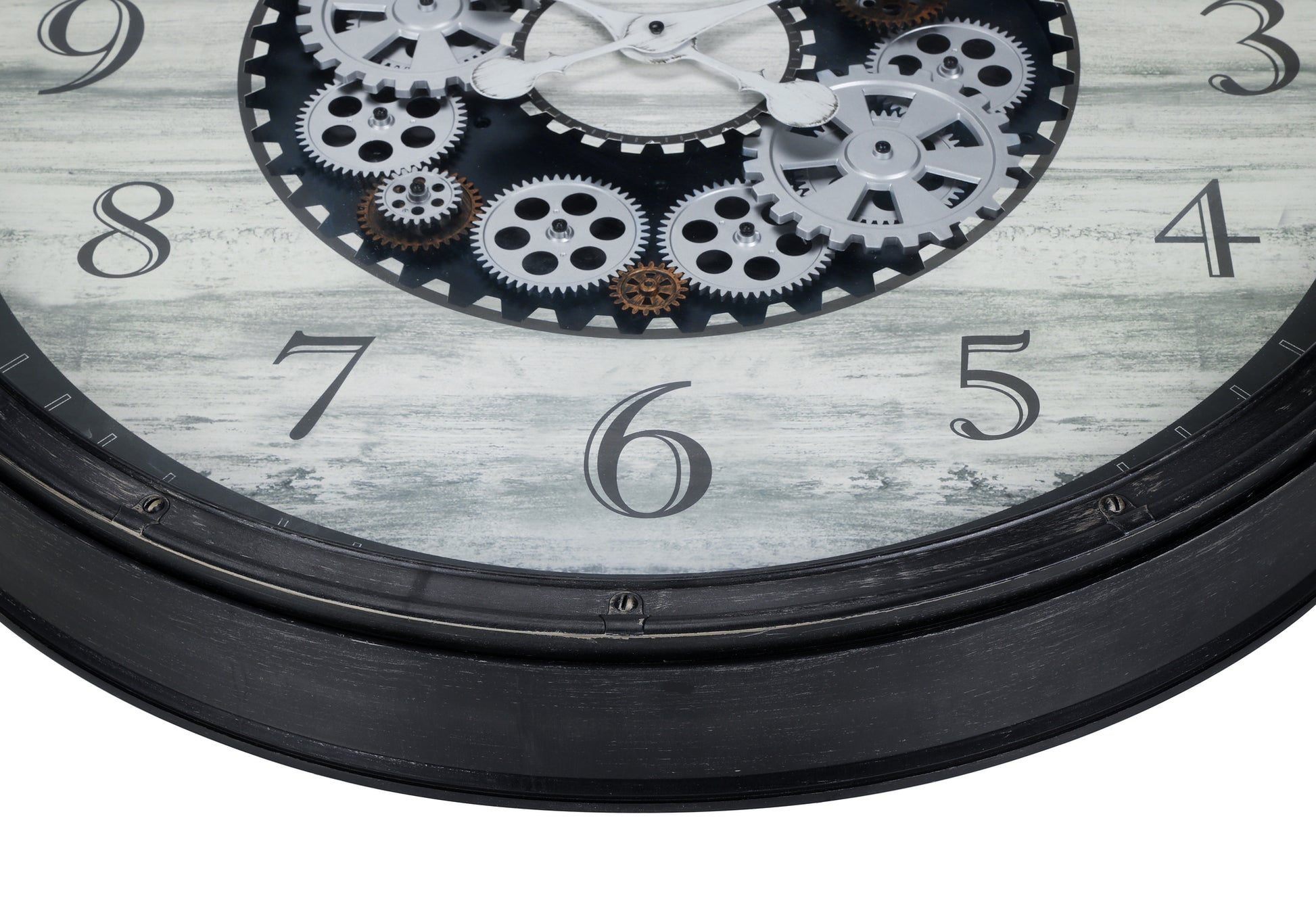 CLOCKS - 30"DIA / GEAR MECHANISM WALL CLOCK / BROWN-Clocks-DECOROLALA