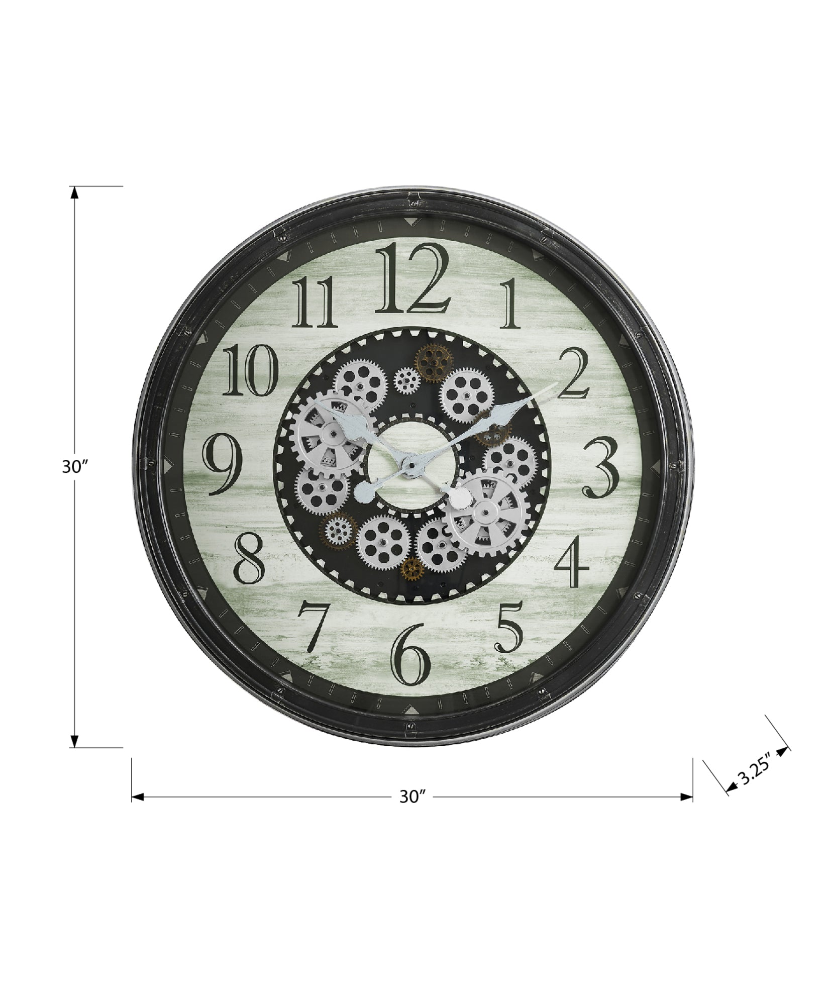 CLOCKS - 30"DIA / GEAR MECHANISM WALL CLOCK / BROWN-Clocks-DECOROLALA