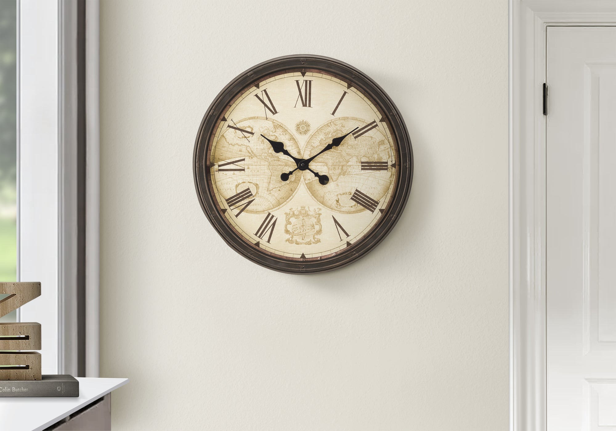 CLOCKS - 20"DIA / WALL CLOCK / ANTIQUE BROWN-Clocks-DECOROLALA