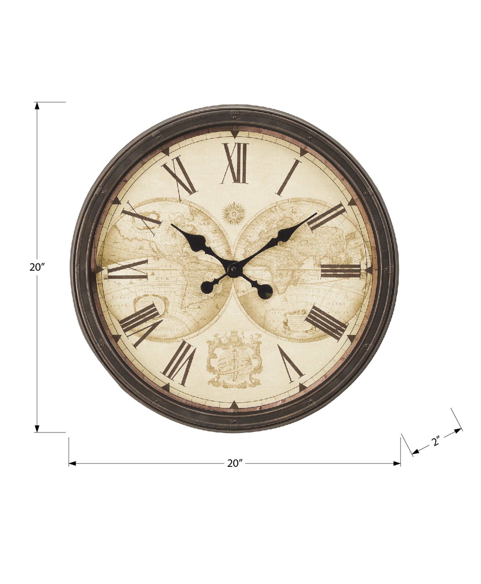 CLOCKS - 20"DIA / WALL CLOCK / ANTIQUE BROWN-Clocks-DECOROLALA