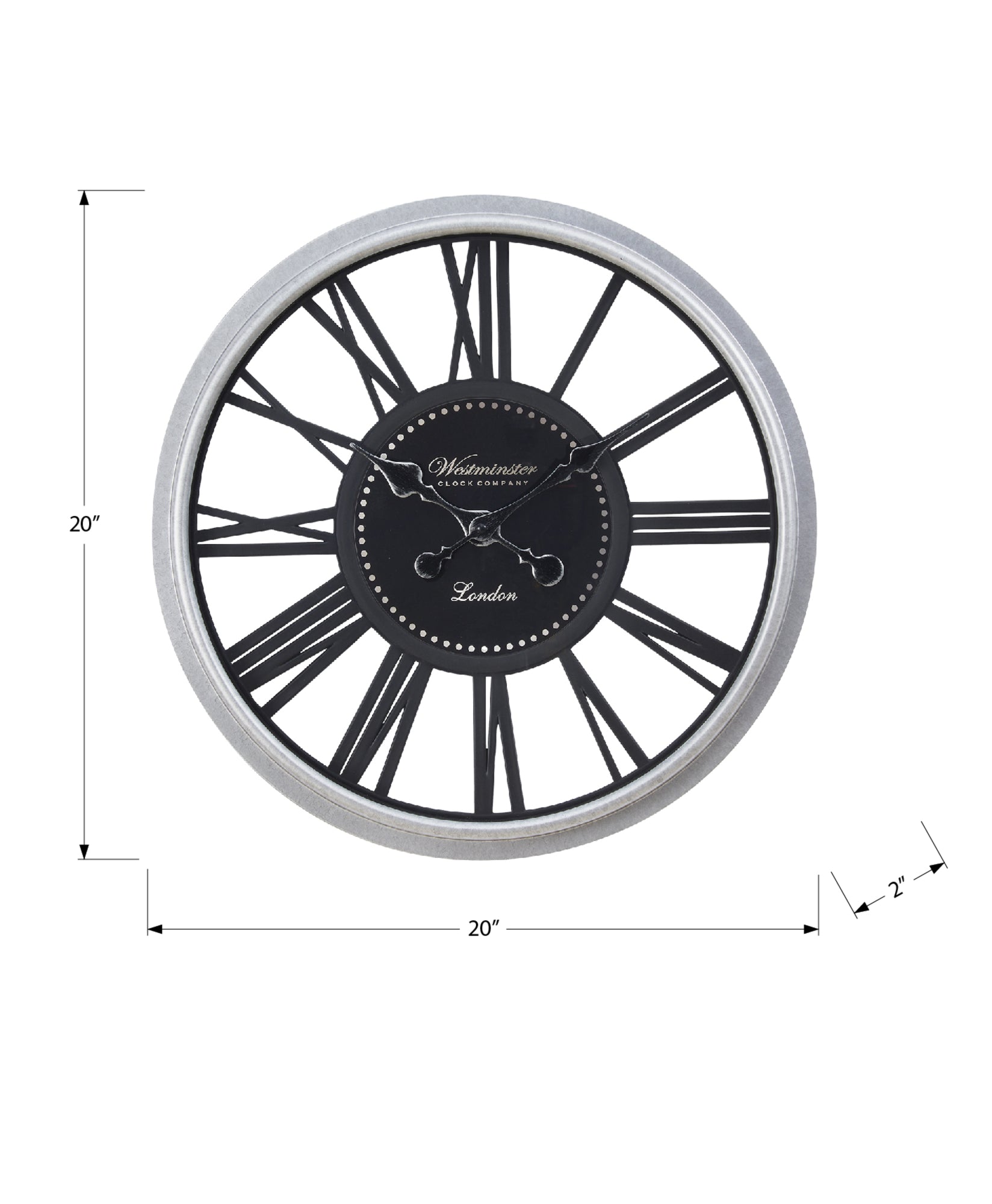CLOCKS - 20"DIA / WALL CLOCK / BLACK / SILVER-Clocks-DECOROLALA