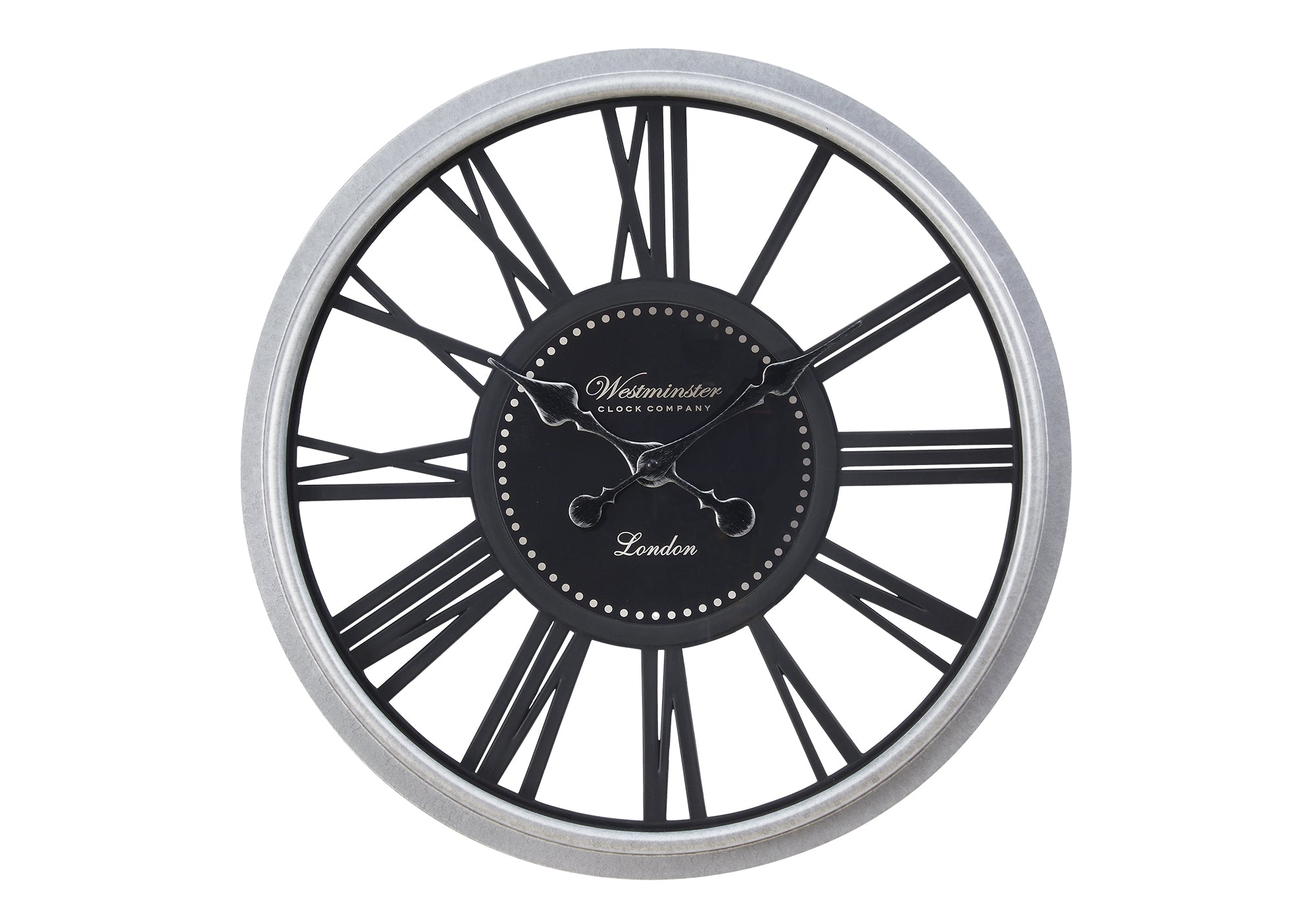 CLOCKS - 20"DIA / WALL CLOCK / BLACK / SILVER-Clocks-DECOROLALA