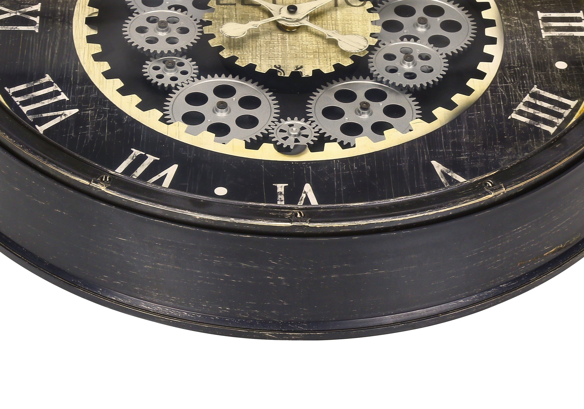 CLOCKS - 20"DIA / GEAR MECHANISM WALL CLOCK / BROWN-Clocks-DECOROLALA