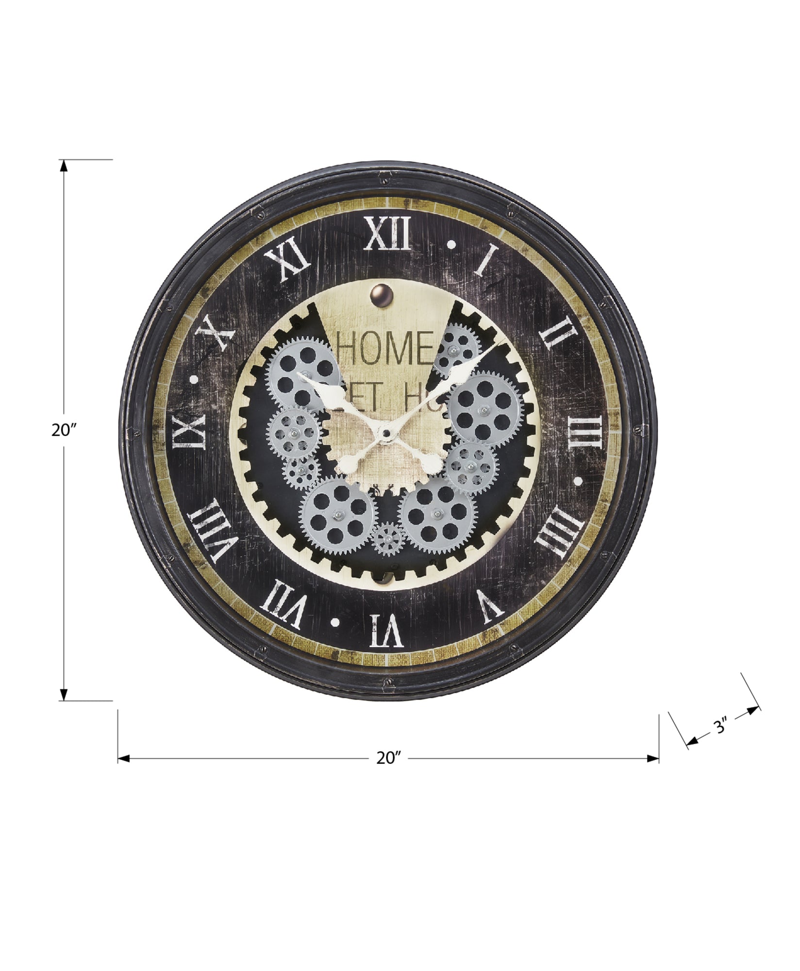 CLOCKS - 20"DIA / GEAR MECHANISM WALL CLOCK / BROWN-Clocks-DECOROLALA
