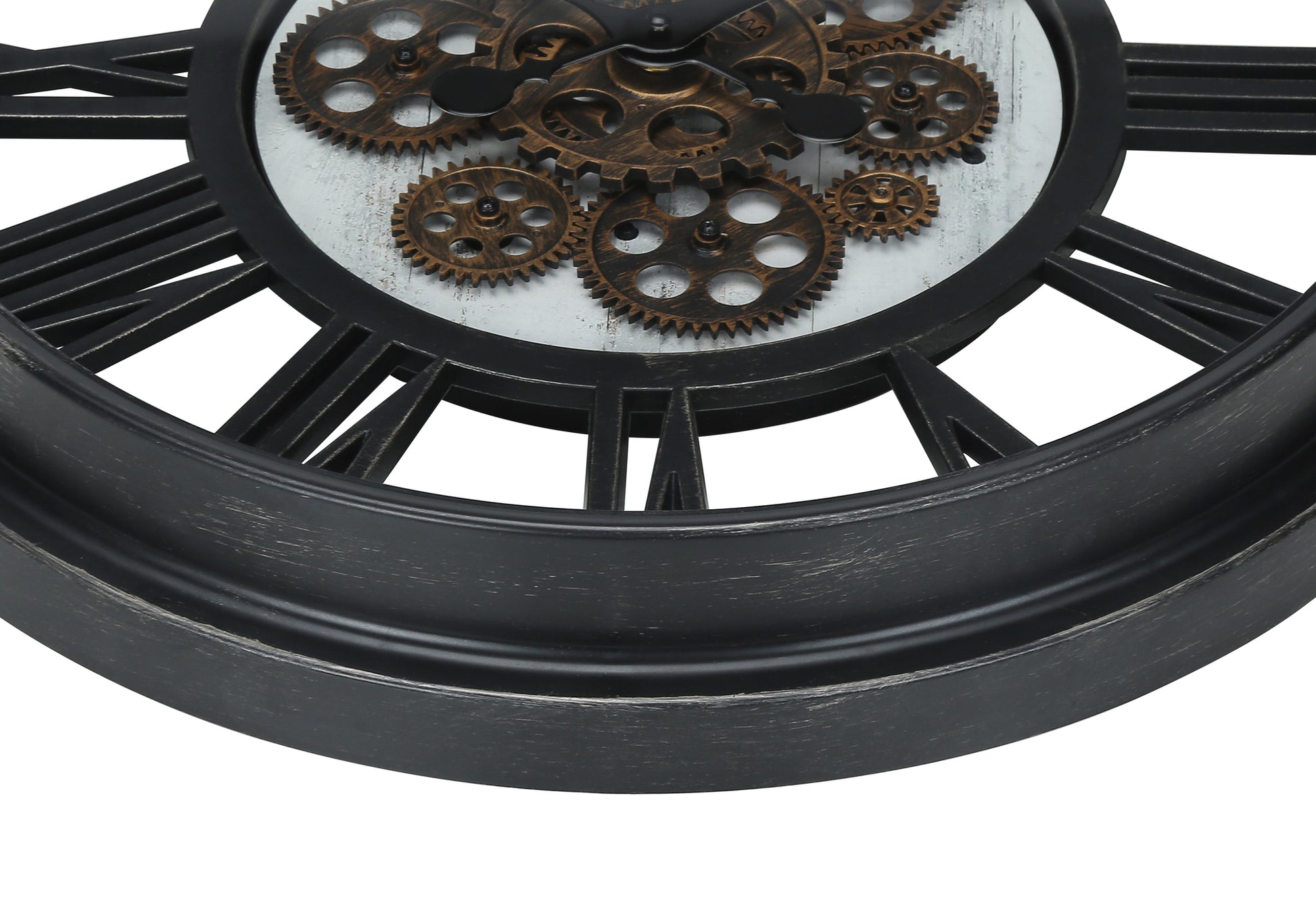CLOCKS - 20"DIA / GEAR MECHANISM WALL CLOCK / BLACK-Clocks-DECOROLALA