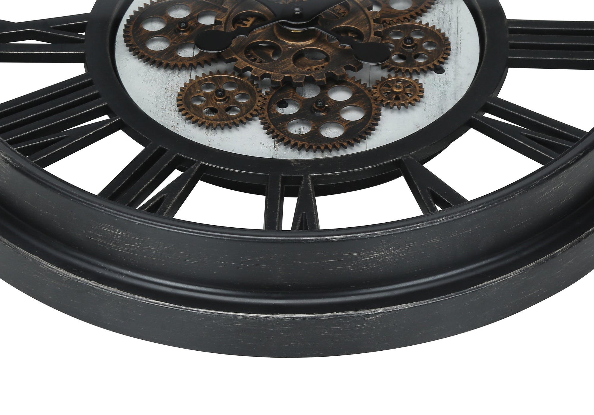 CLOCKS - 20"DIA / GEAR MECHANISM WALL CLOCK / BLACK-Clocks-DECOROLALA