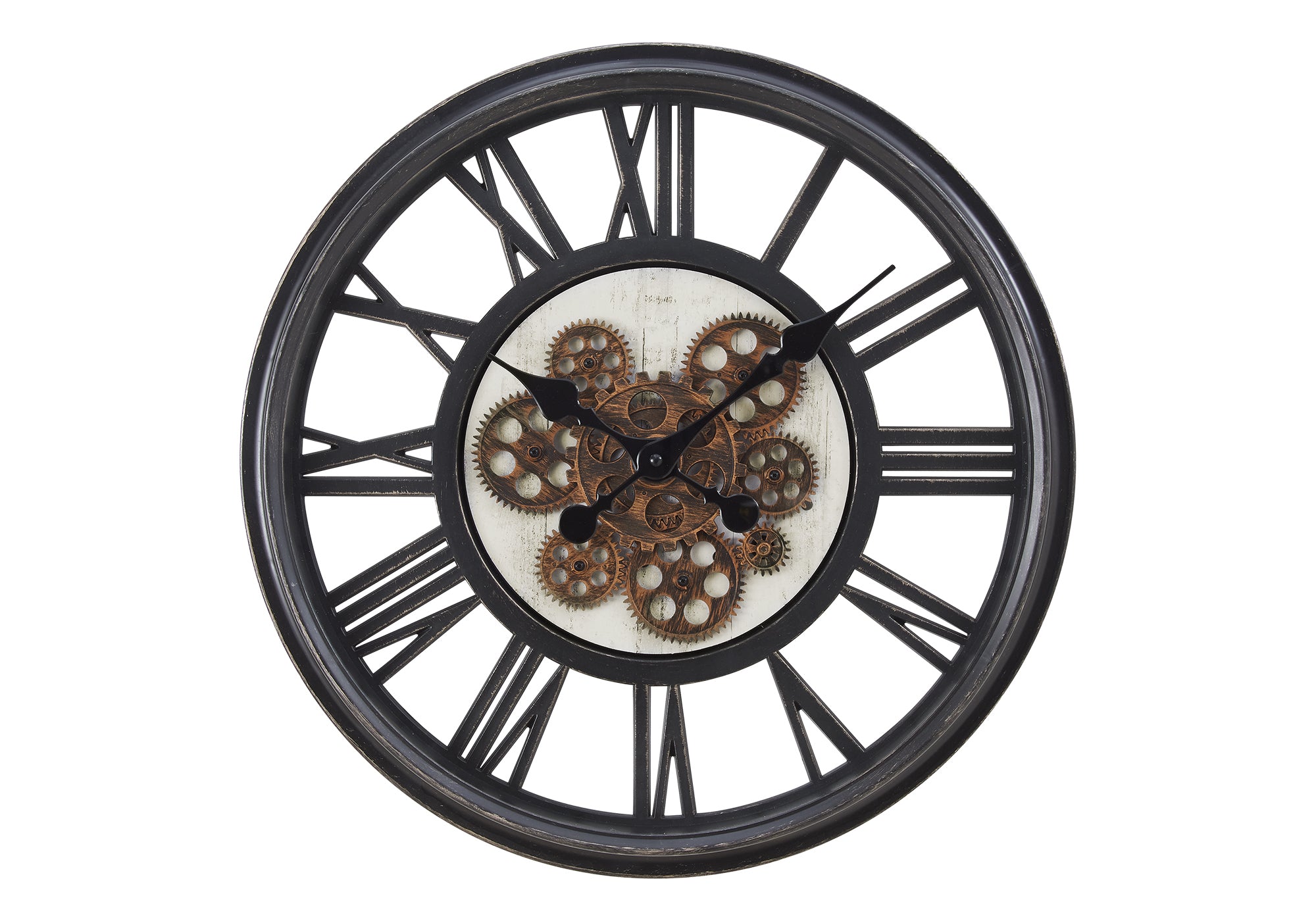 CLOCKS - 20"DIA / GEAR MECHANISM WALL CLOCK / BLACK-Clocks-DECOROLALA