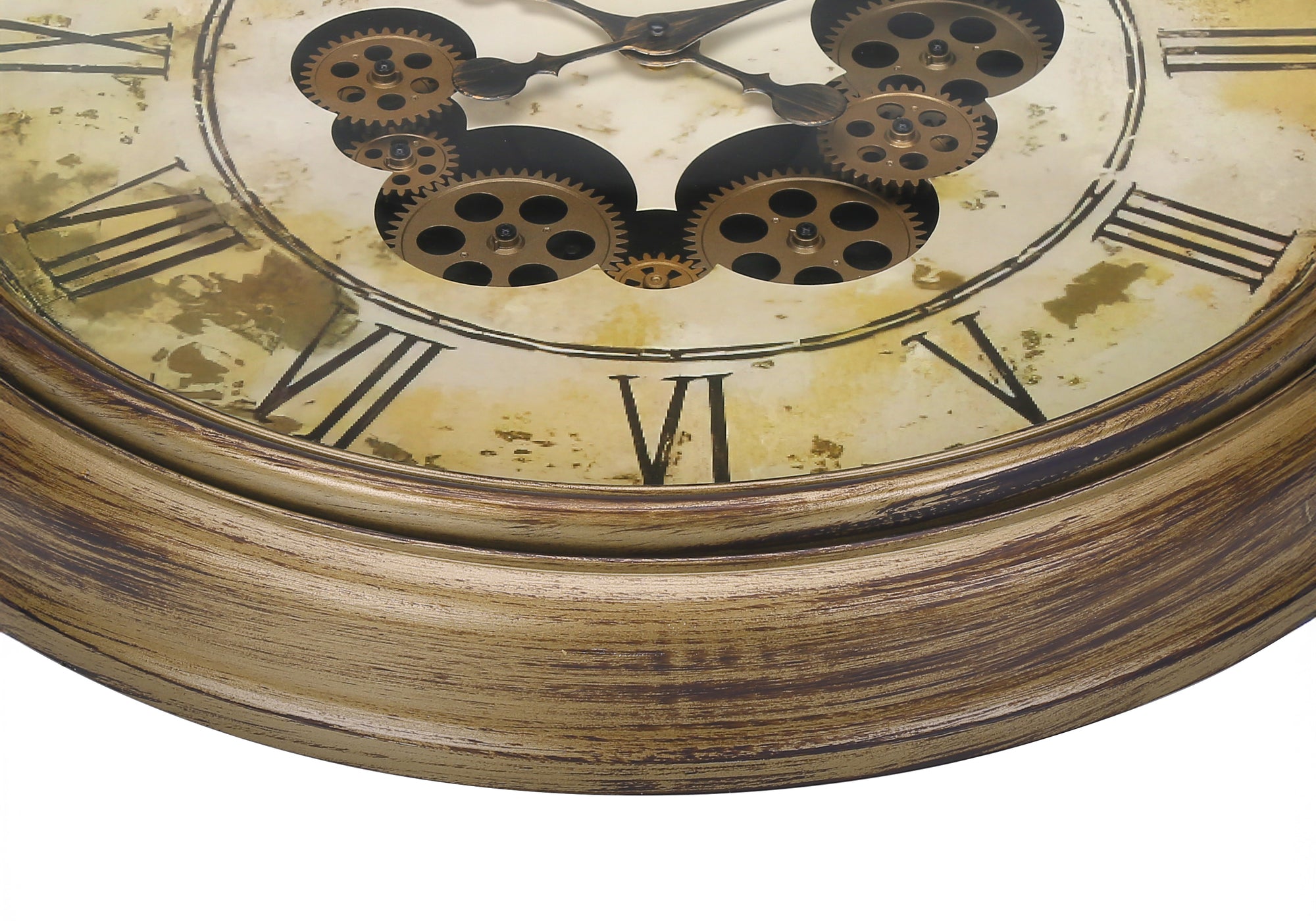 CLOCKS - 23"DIA / GEAR MECHANISM WALL CLOCK / BROWN-Clocks-DECOROLALA