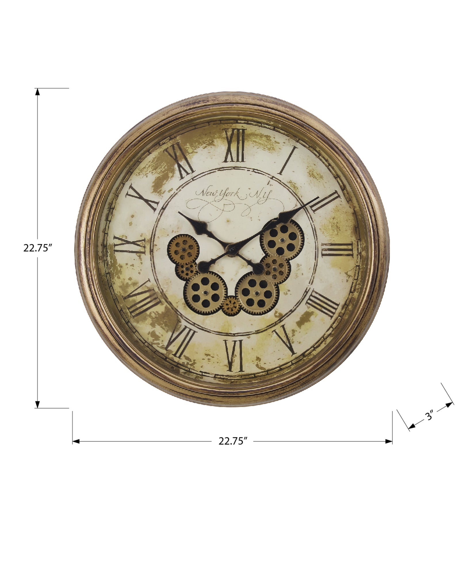 CLOCKS - 23"DIA / GEAR MECHANISM WALL CLOCK / BROWN-Clocks-DECOROLALA