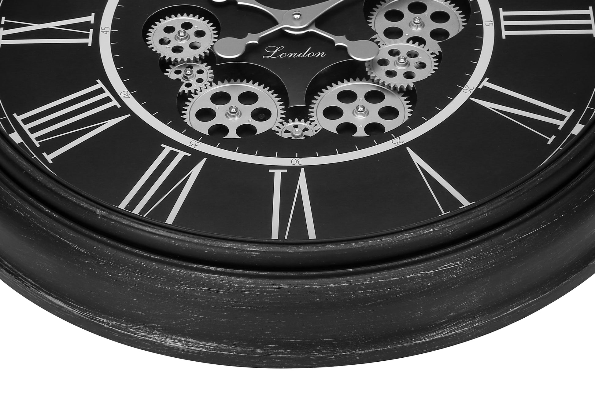 CLOCKS - 23"DIA / GEAR MECHANISM WALL CLOCK / BLACK-Clocks-DECOROLALA
