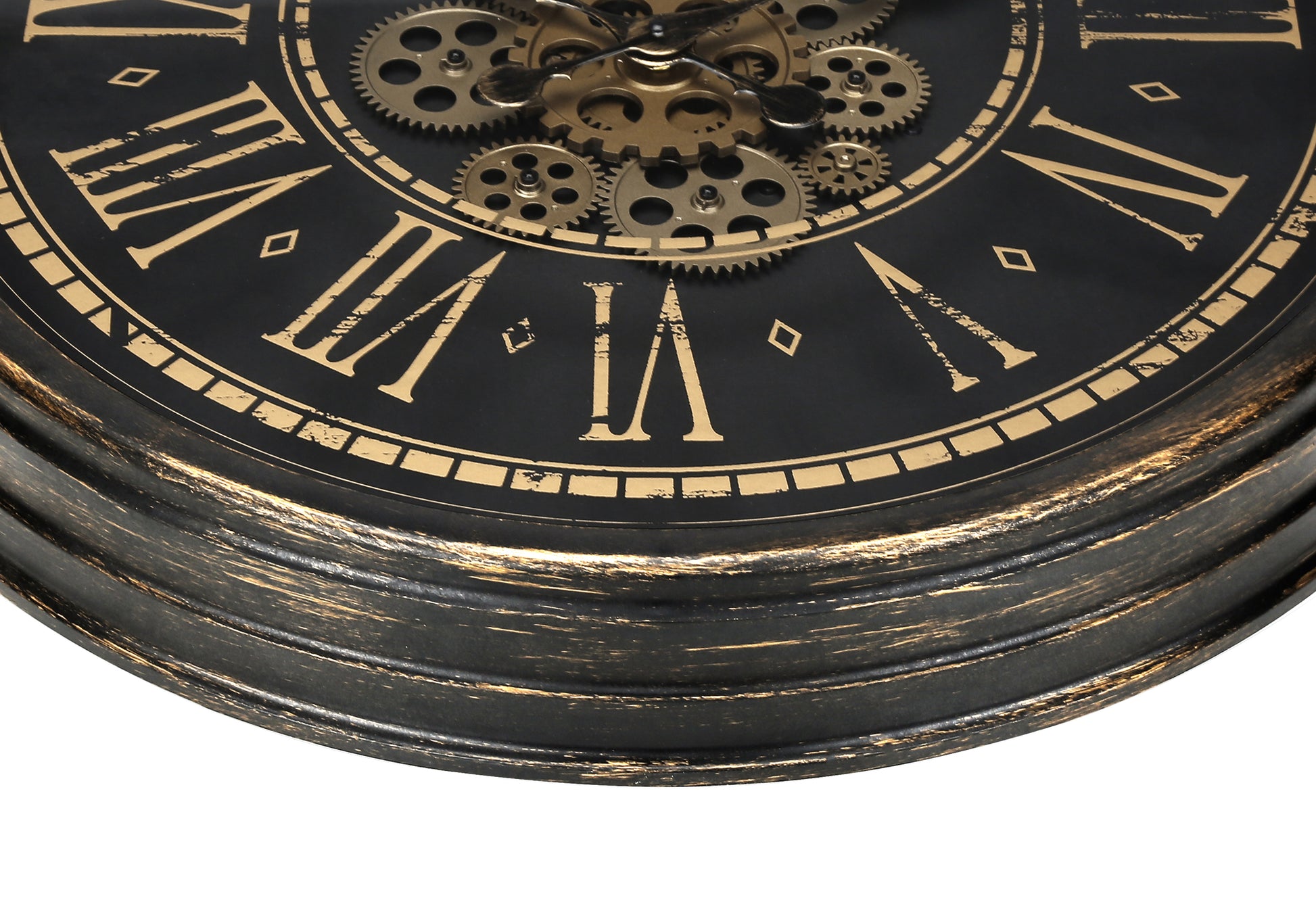 CLOCKS - 24"DIA / GEAR MECHANISM WALL CLOCK / BROWN-Clocks-DECOROLALA