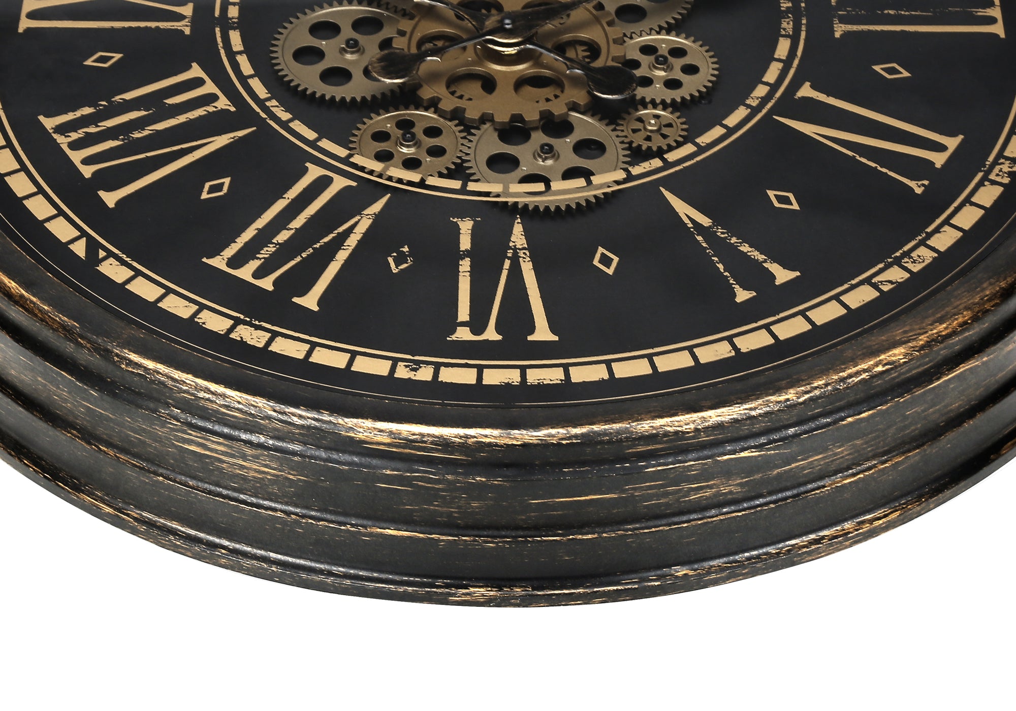 CLOCKS - 24"DIA / GEAR MECHANISM WALL CLOCK / BROWN-Clocks-DECOROLALA