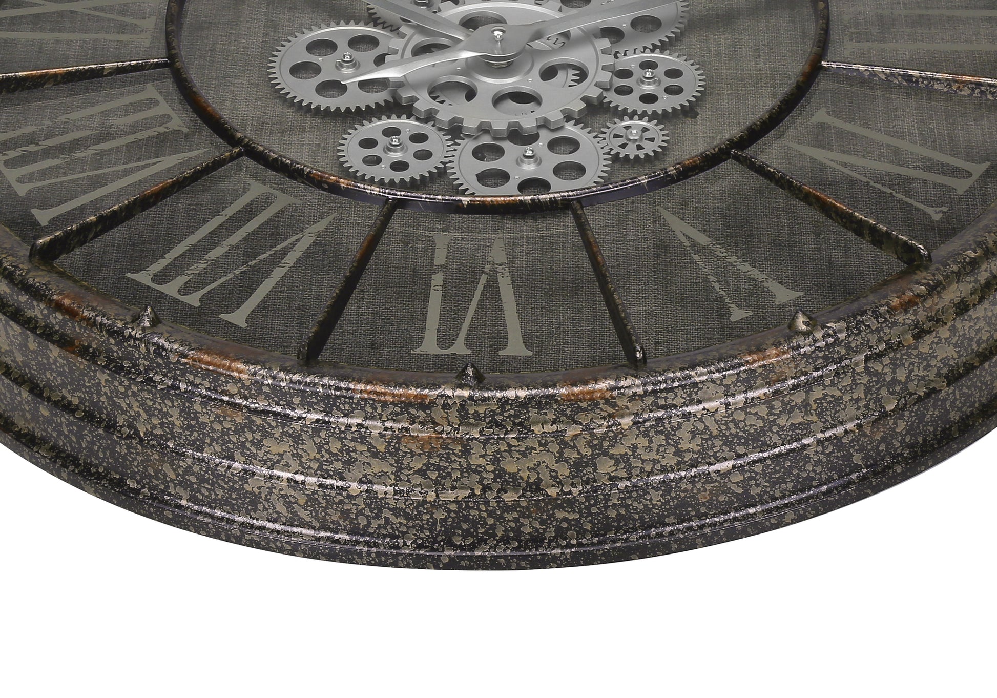 CLOCKS - 24"DIA / GEAR MECHANISM WALL CLOCK / GREY-Clocks-DECOROLALA