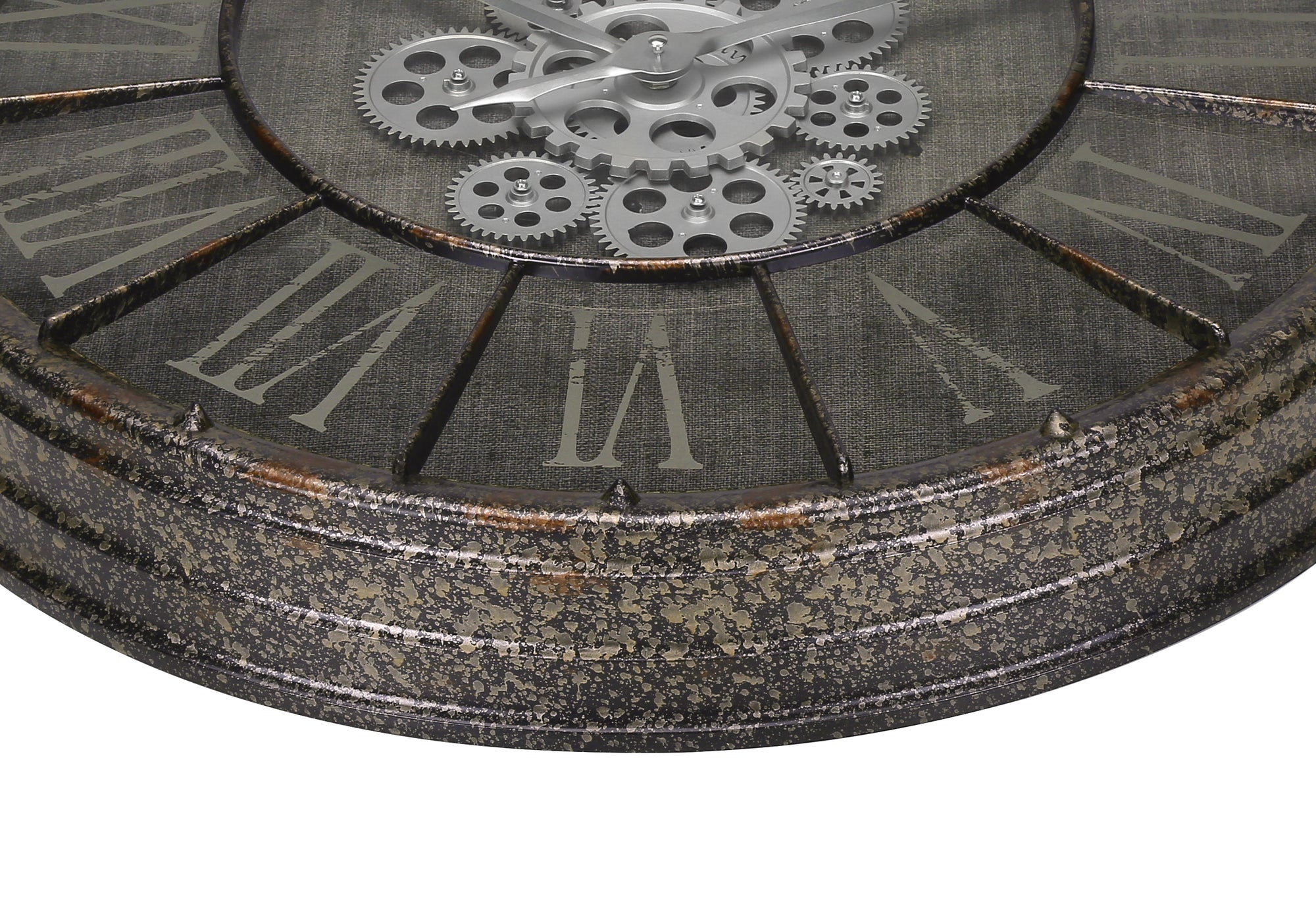 CLOCKS - 24"DIA / GEAR MECHANISM WALL CLOCK / GREY-Clocks-DECOROLALA