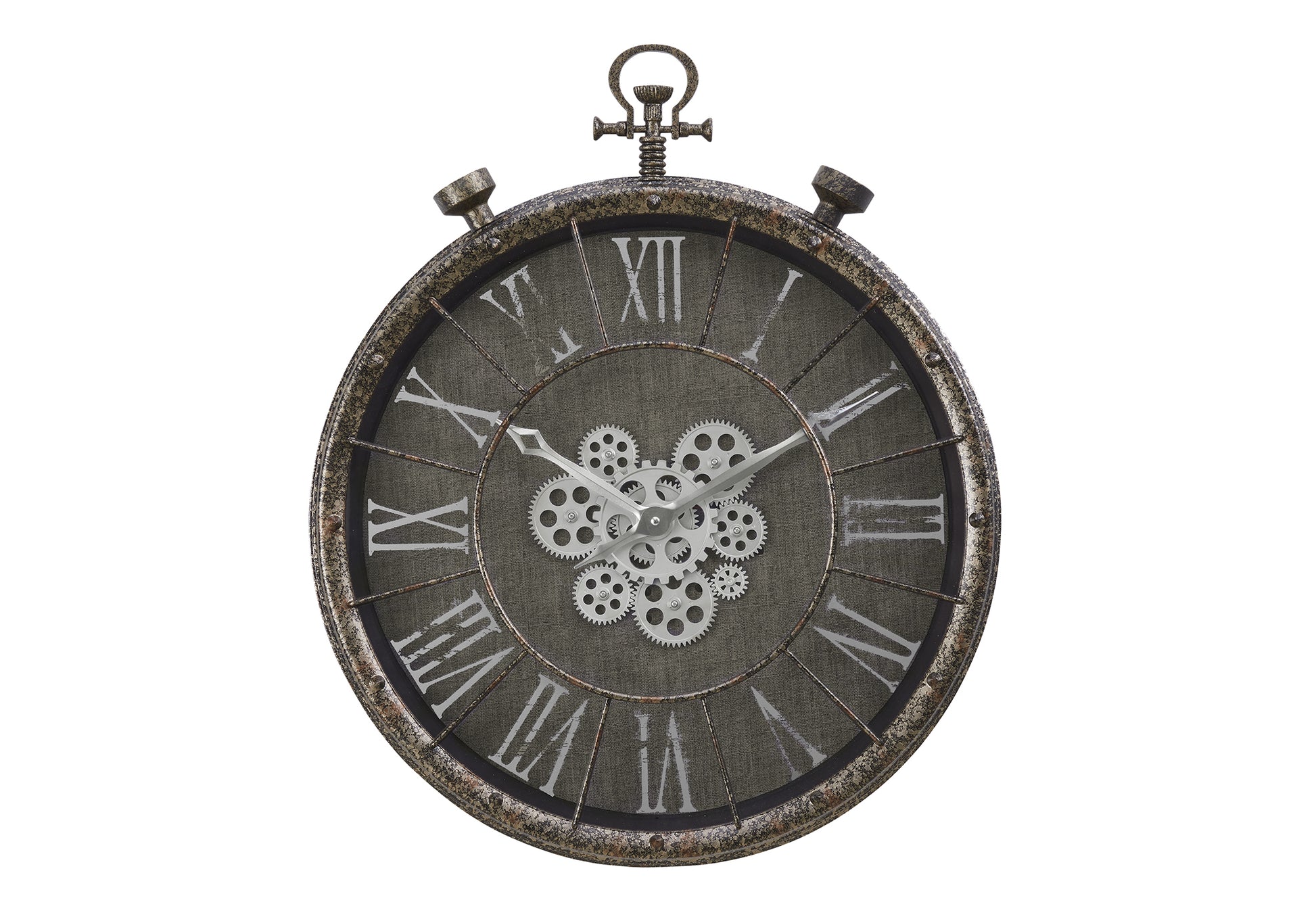 CLOCKS - 24"DIA / GEAR MECHANISM WALL CLOCK / GREY-Clocks-DECOROLALA