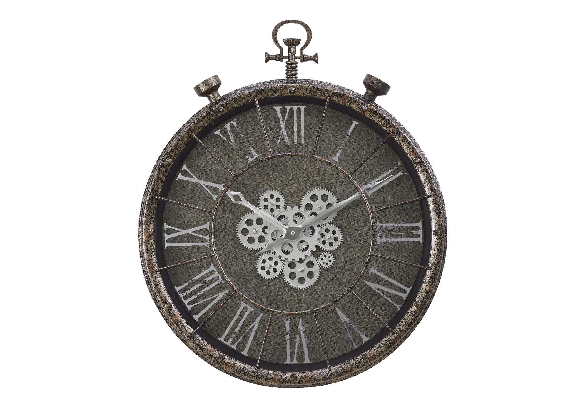 CLOCKS - 24"DIA / GEAR MECHANISM WALL CLOCK / GREY-Clocks-DECOROLALA