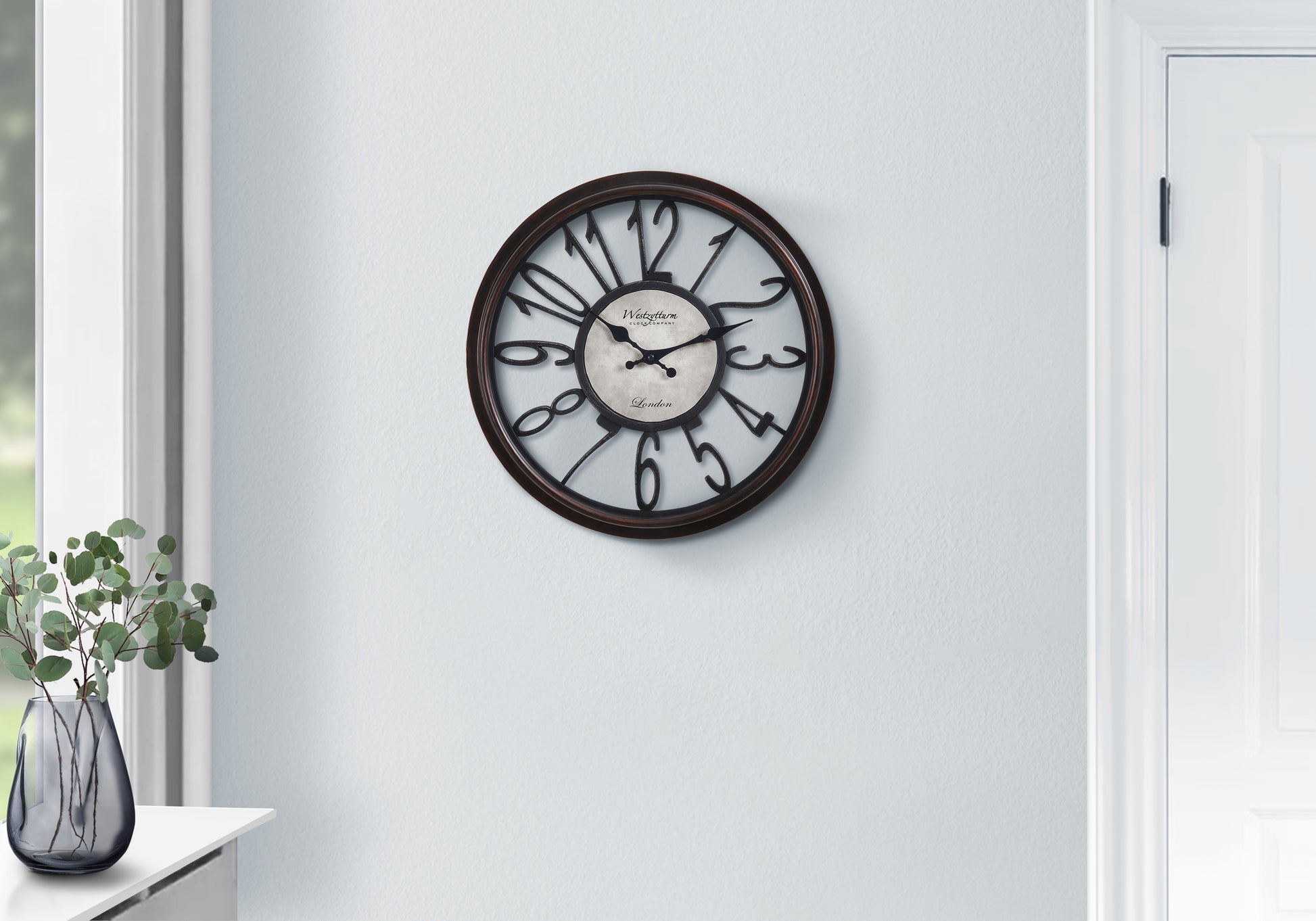 CLOCKS - 16"DIA / WALL CLOCK / ANTIQUE BROWN-Clocks-DECOROLALA