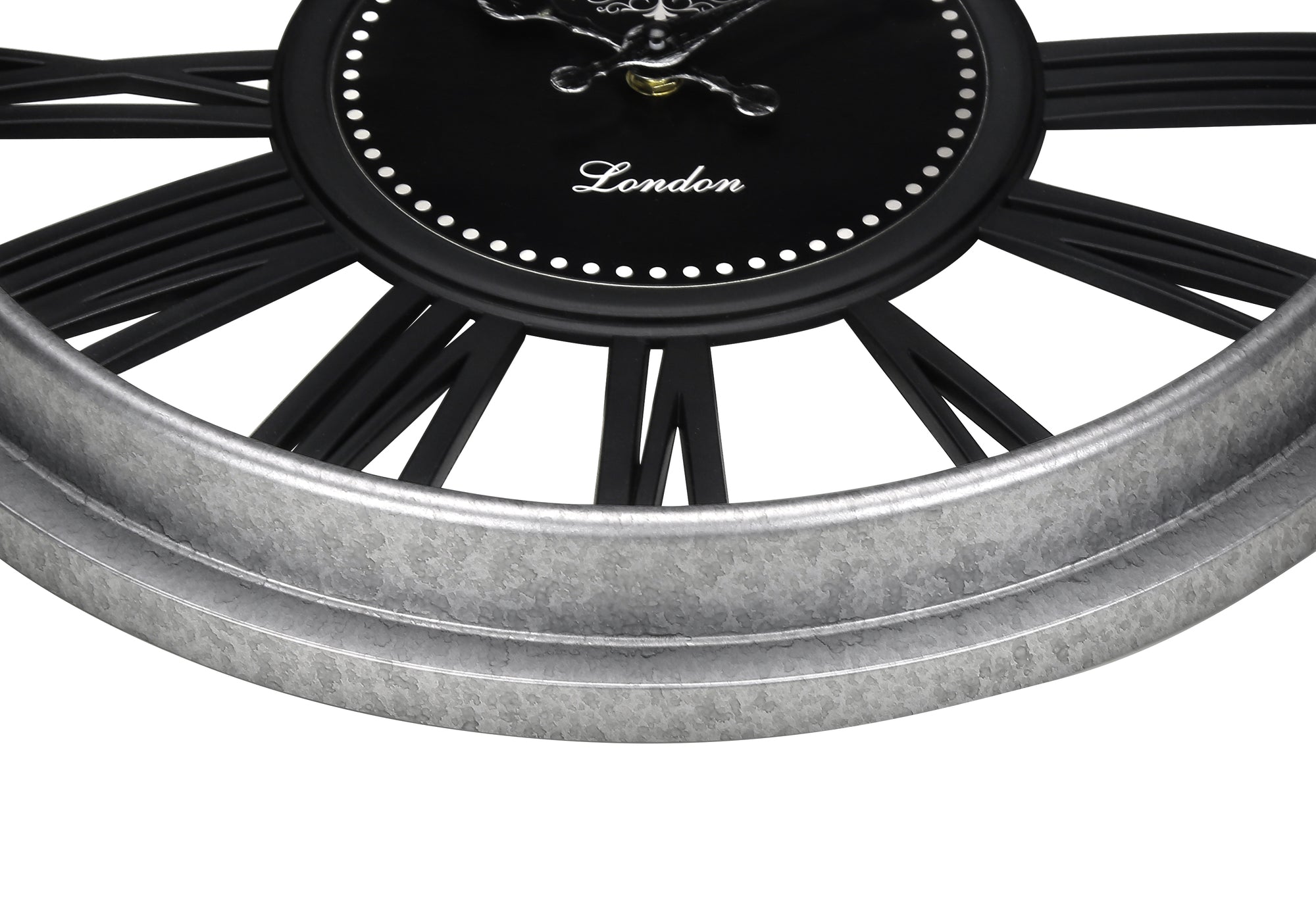 CLOCKS - 16"DIA / WALL CLOCK / BLACK / SILVER-Clocks-DECOROLALA