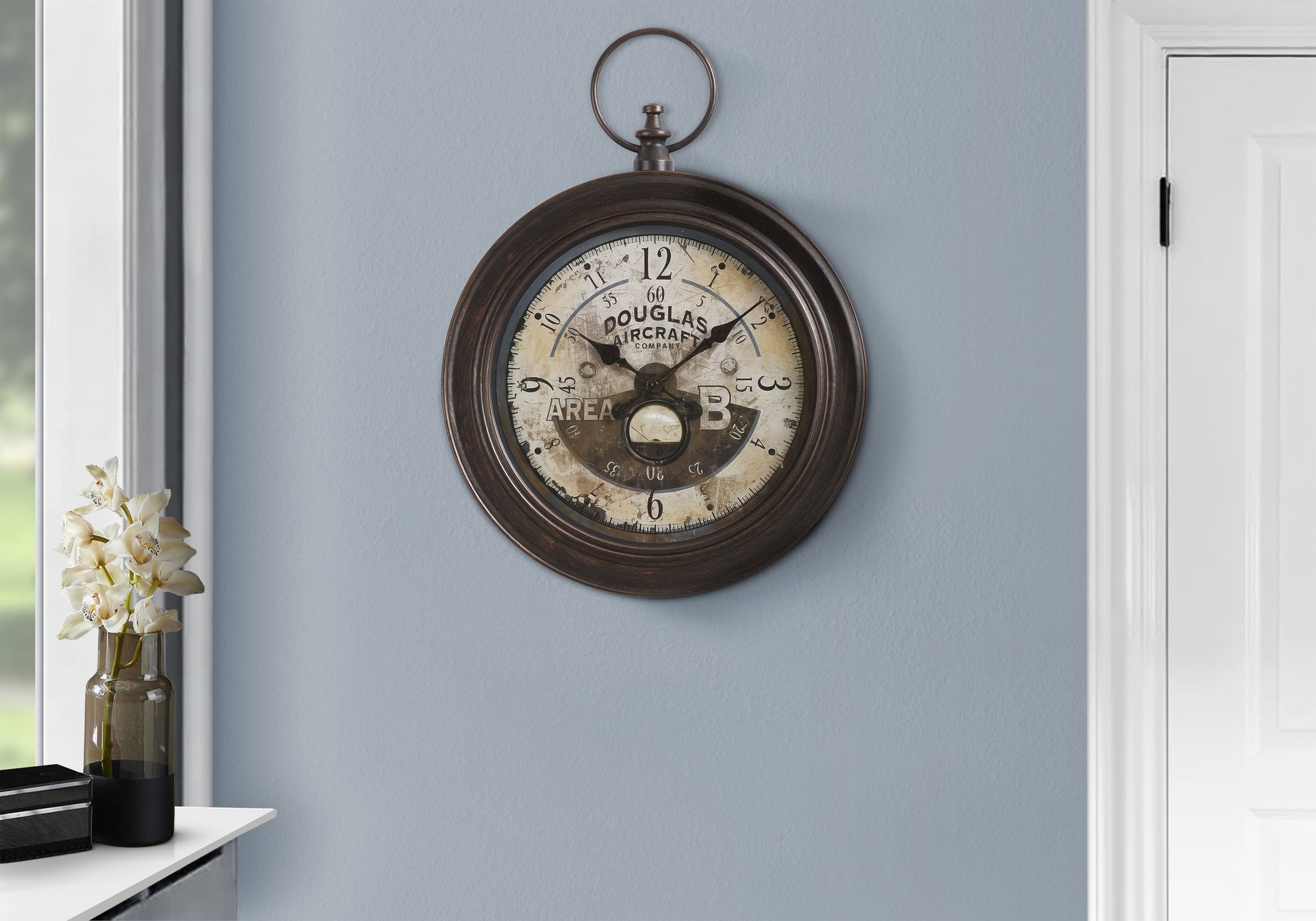 CLOCKS - 18"DIA / WALL CLOCK / ANTIQUE BROWN-Clocks-DECOROLALA