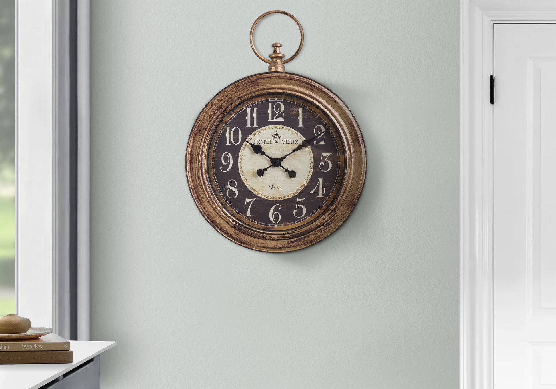 CLOCKS - 18"DIA / WALL CLOCK / ANTIQUE BROWN-Clocks-DECOROLALA