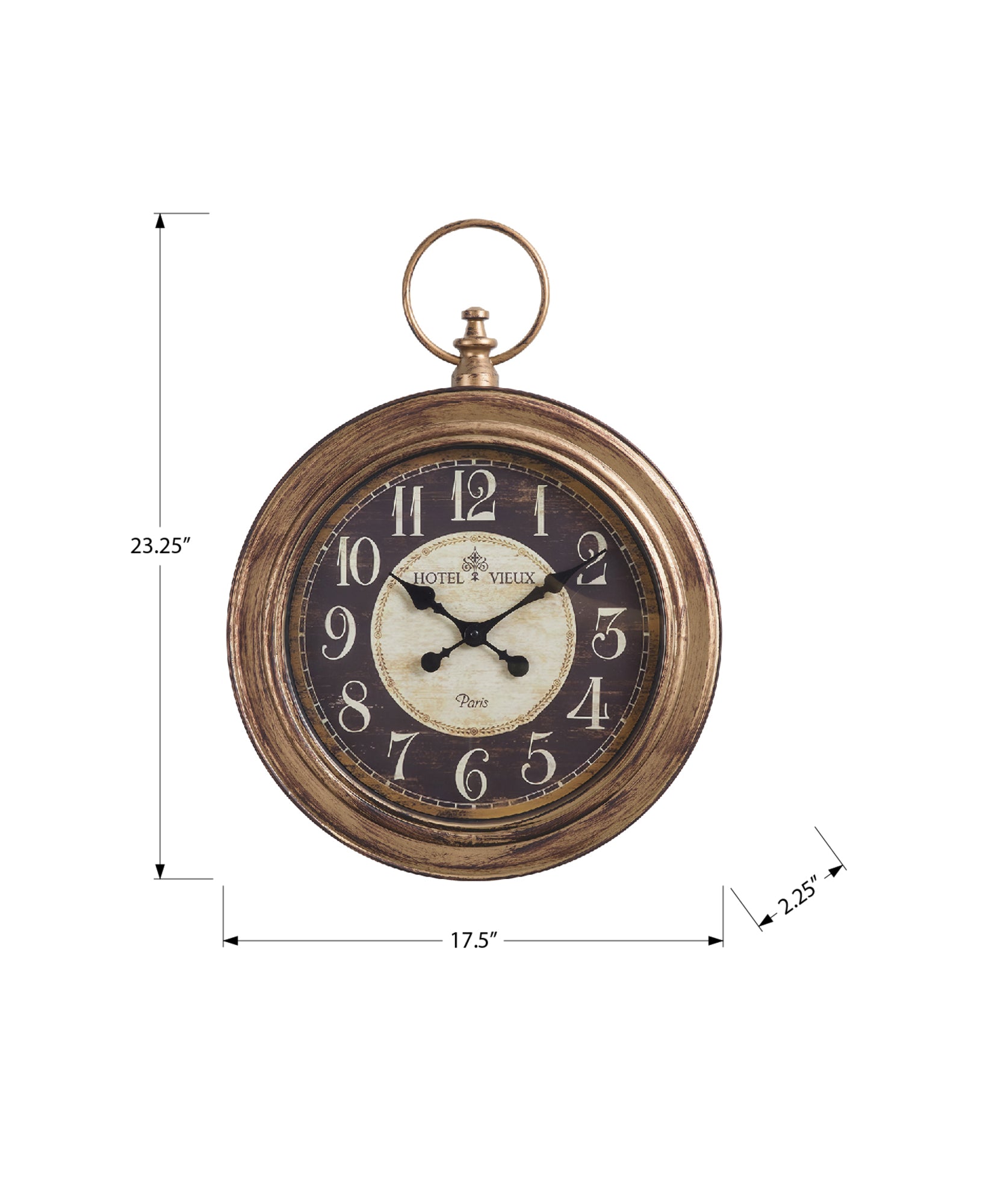 CLOCKS - 18"DIA / WALL CLOCK / ANTIQUE BROWN-Clocks-DECOROLALA