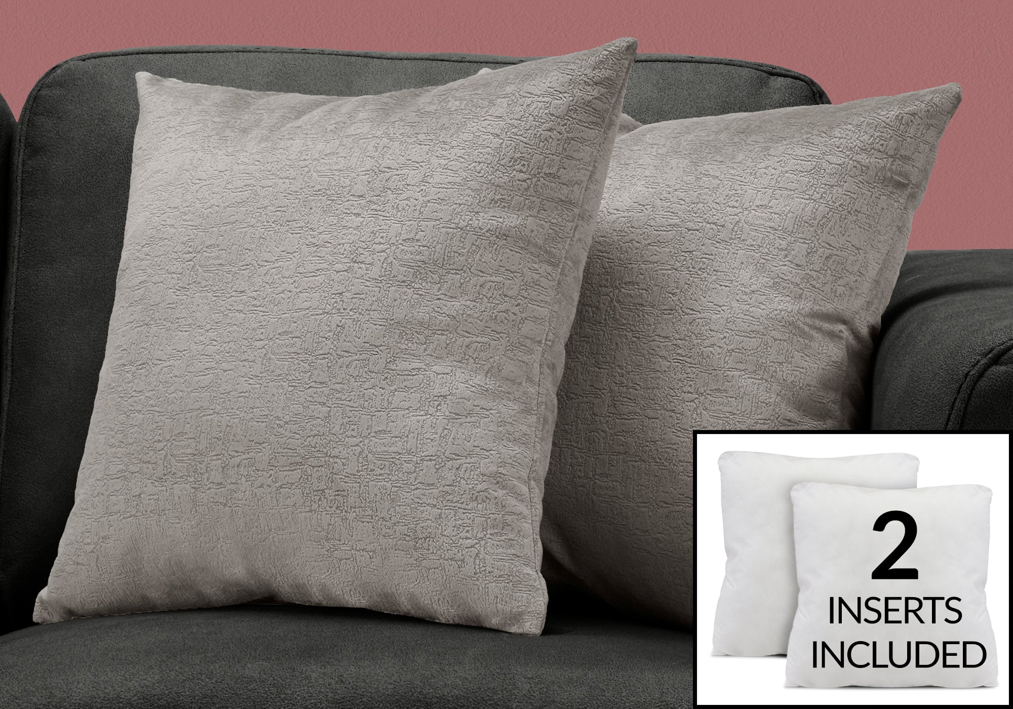 PILLOW - 18"X 18" / GREY MOSAIC VELVET / 2PCS-Pillows-DECOROLALA