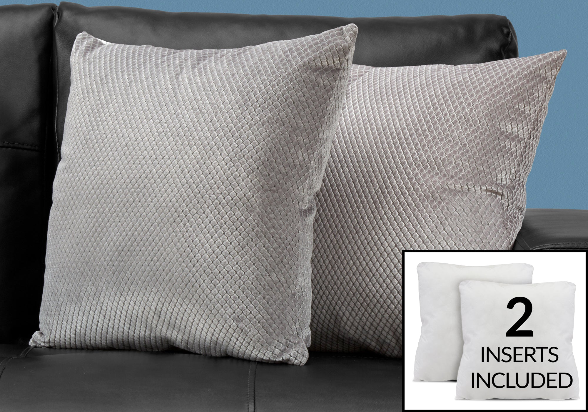 PILLOW - 18"X 18" / SILVER DIAMOND VELVET / 2PCS-Pillows-DECOROLALA