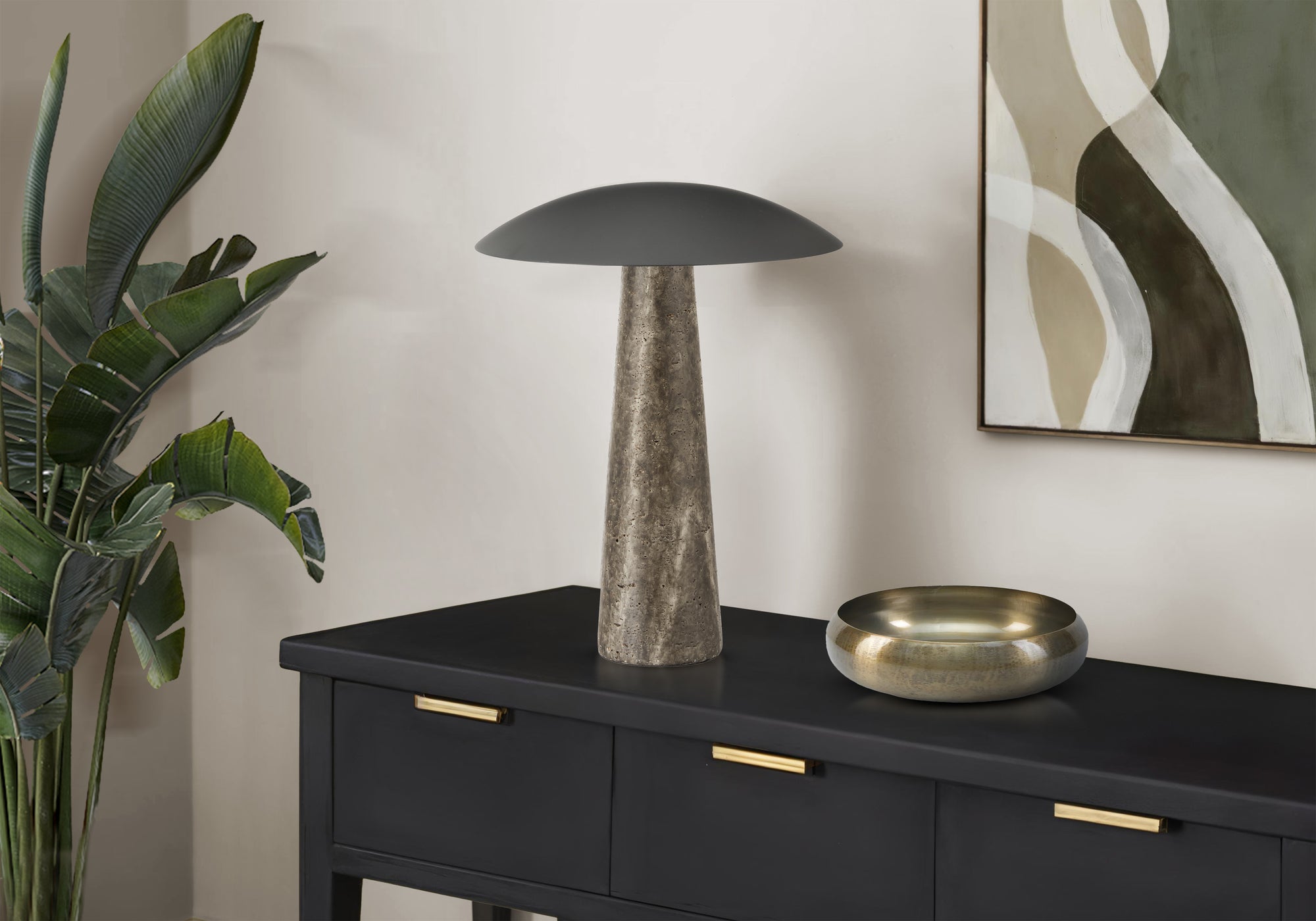 15" LED Table Lamp - Resin Base and Metal Dome Shade