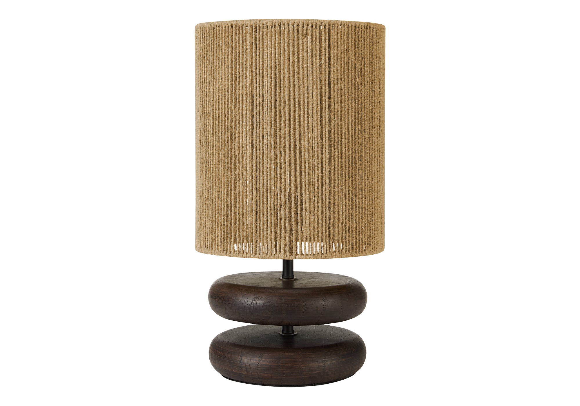 Lampe de table contemporaine - Base en résine foncée avec abat-jour en corde beige