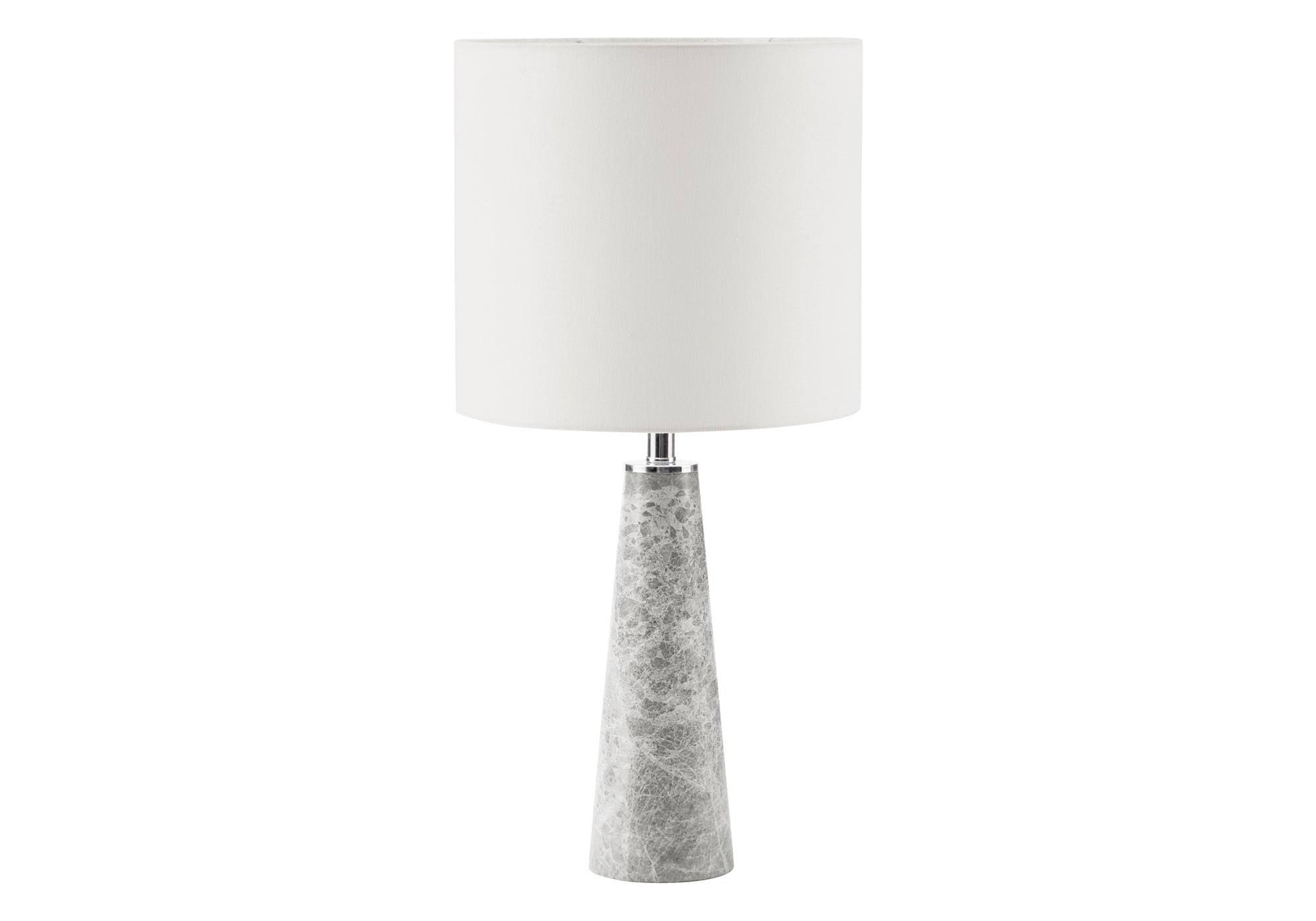 Contemporary Grey Marble Table Lamp - 22"H White Fabric Shade