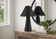Contemporary Rattan Table Lamp - 21.75" Modern Boho Accent