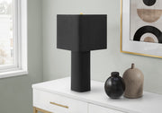 Lampe de table contemporaine en lin avec base en métal - 24" de hauteur
