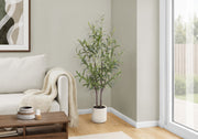 Artificial Olive Tree - 44" Tall Faux Plant with Beige Pot