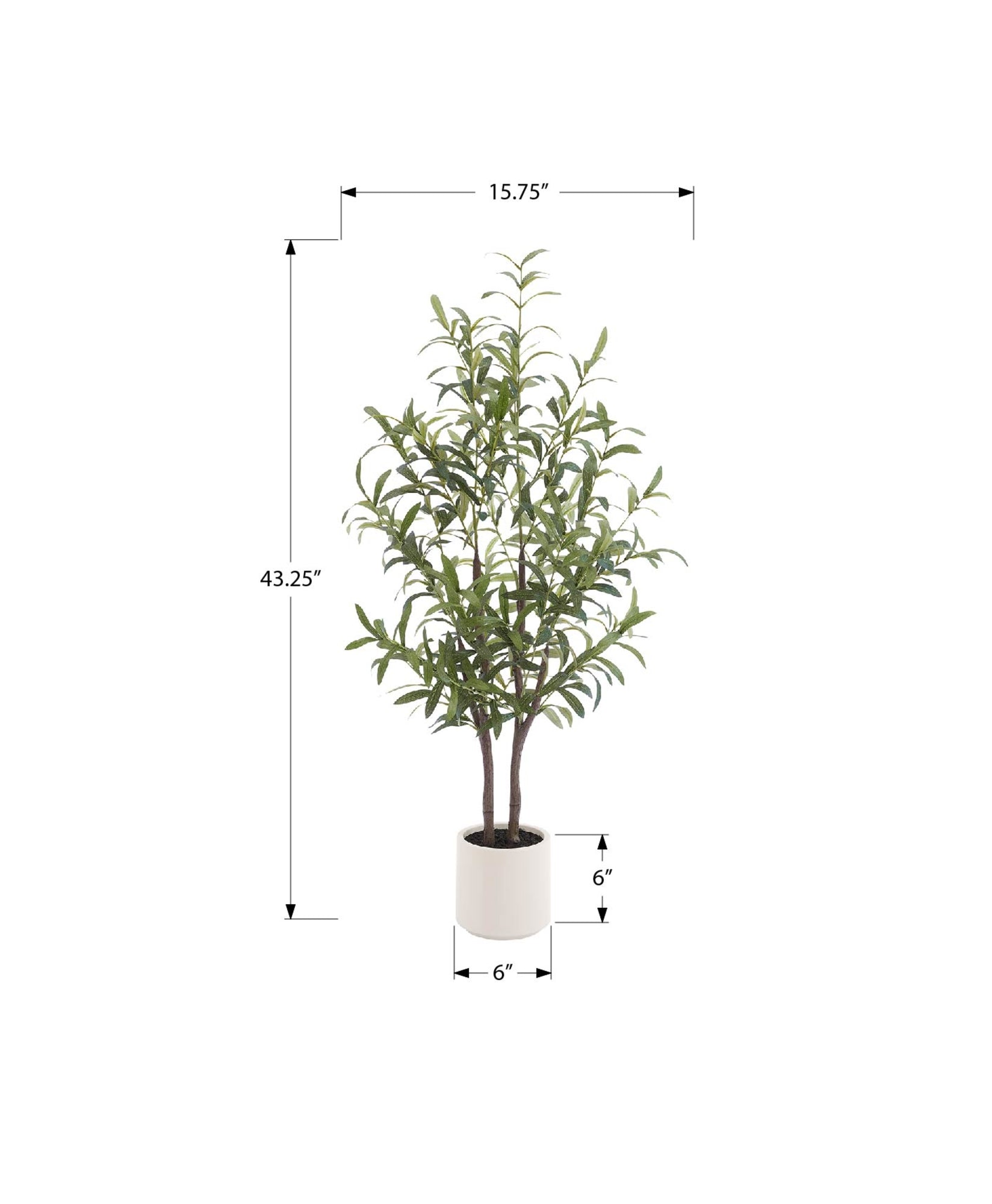Artificial Olive Tree - 44" Tall Faux Plant with Beige Pot