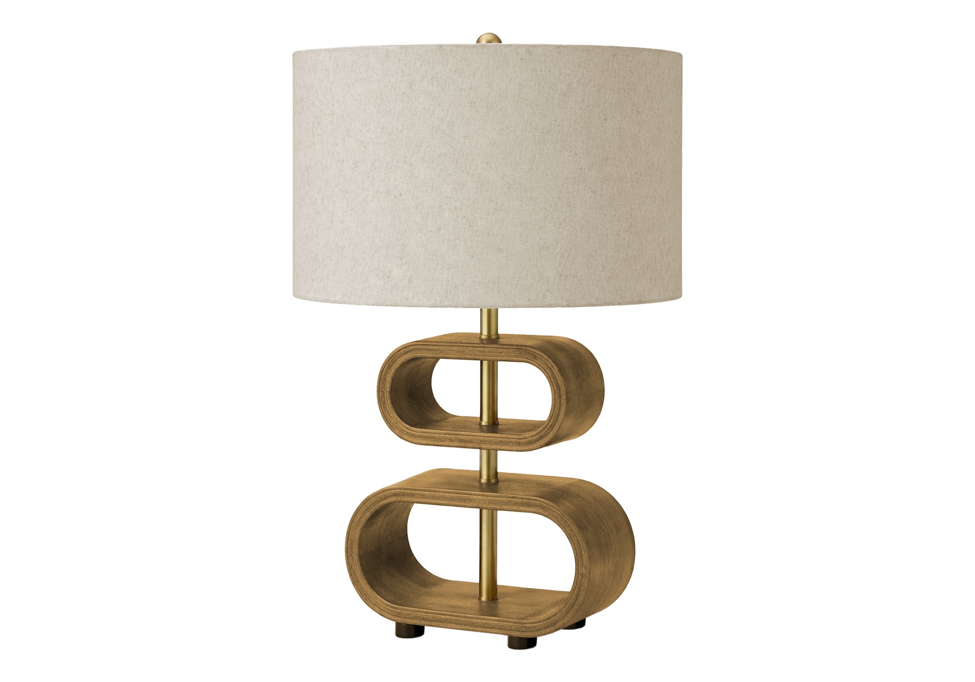 Contemporary Table Lamp - 20"H Brown Wood Look Beige Shade