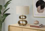 Contemporary Table Lamp - 20"H Brown Wood Look Beige Shade