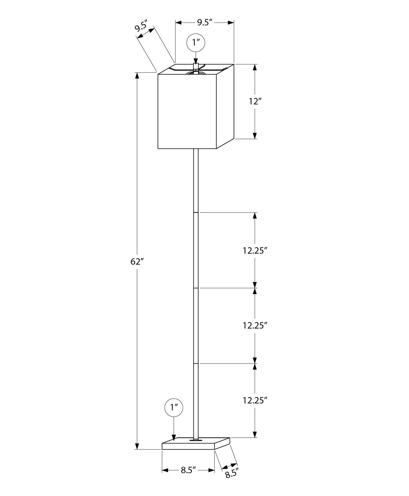 62" Contemporary Floor Lamp - Black Metal with Linen Shade