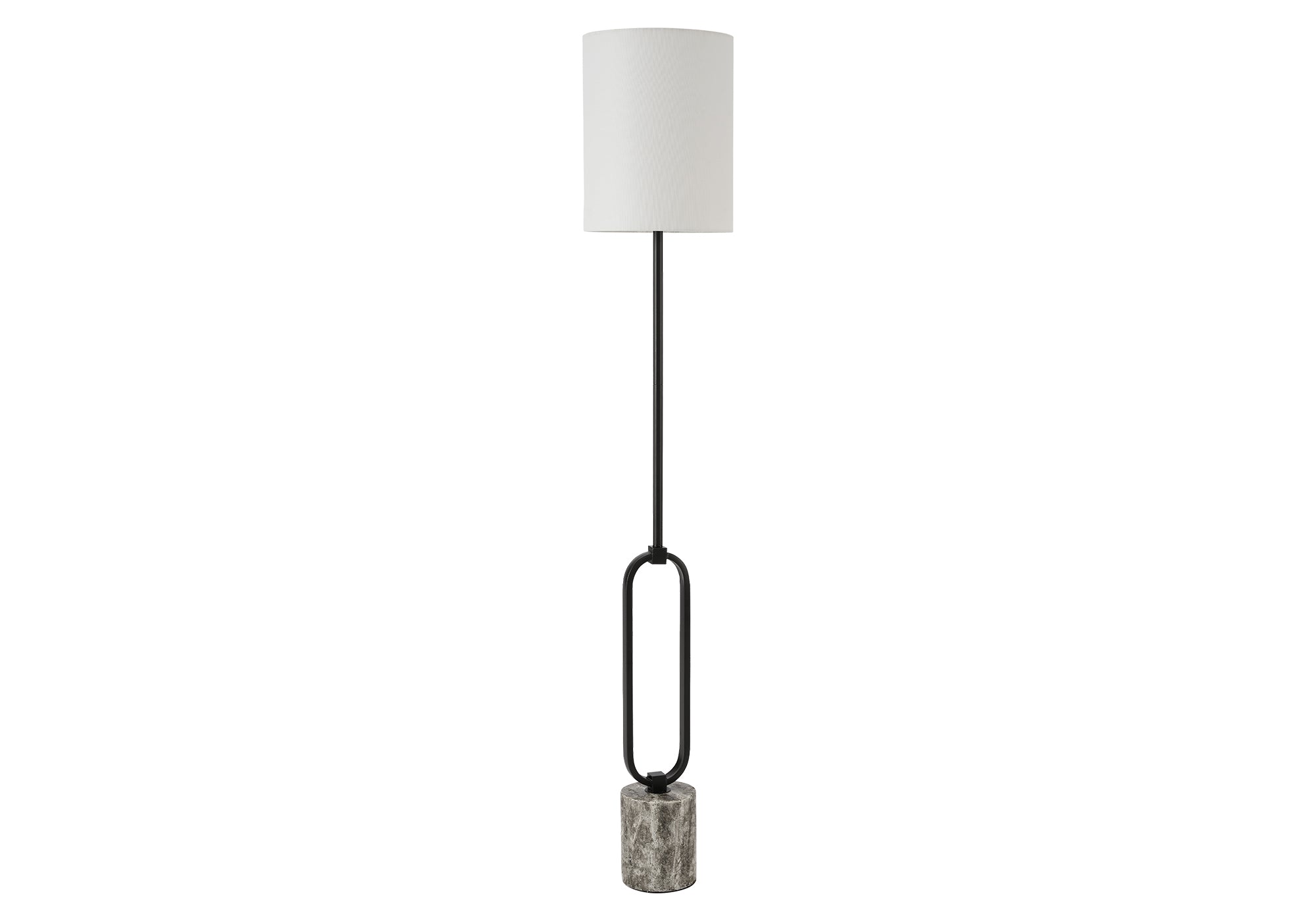 Contemporary Floor Lamp - 64" Black Metal with Ivory Linen Shade