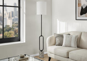 Contemporary Floor Lamp - 64" Black Metal with Ivory Linen Shade