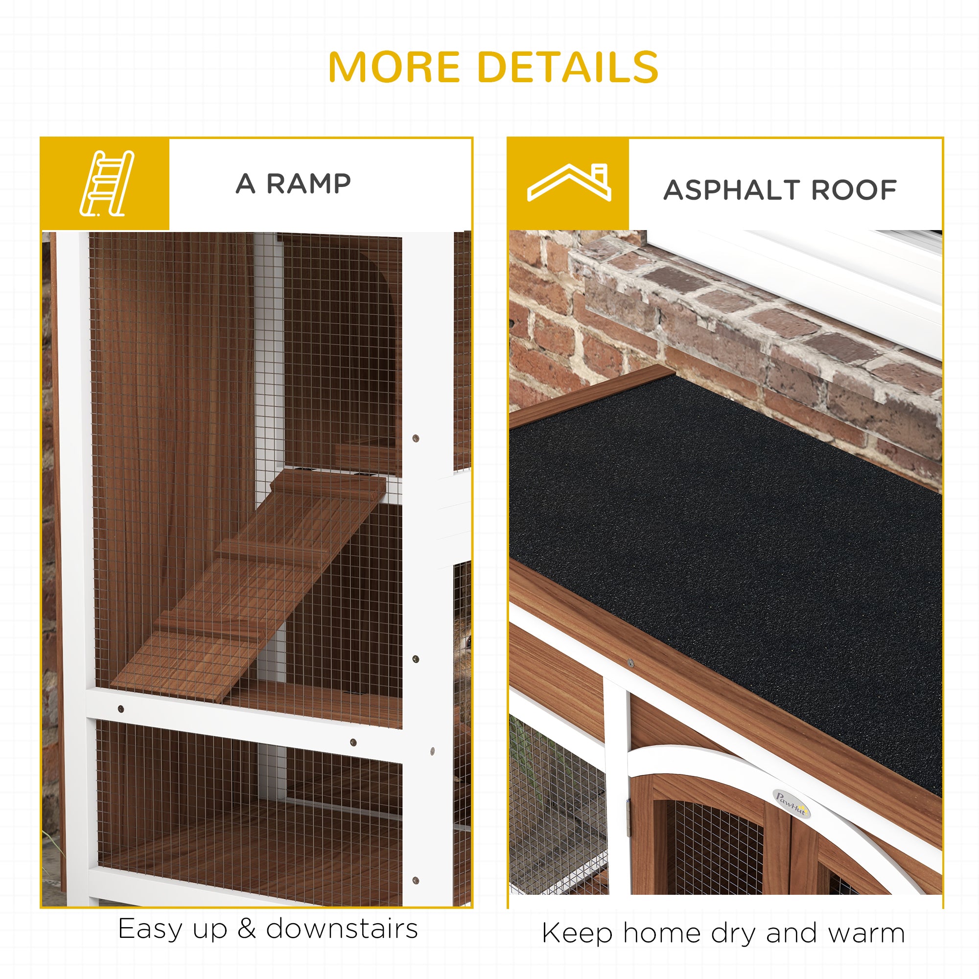 Two-Tier Wooden Rabbit Hutch with Openable Roof, Slide-Out Tray