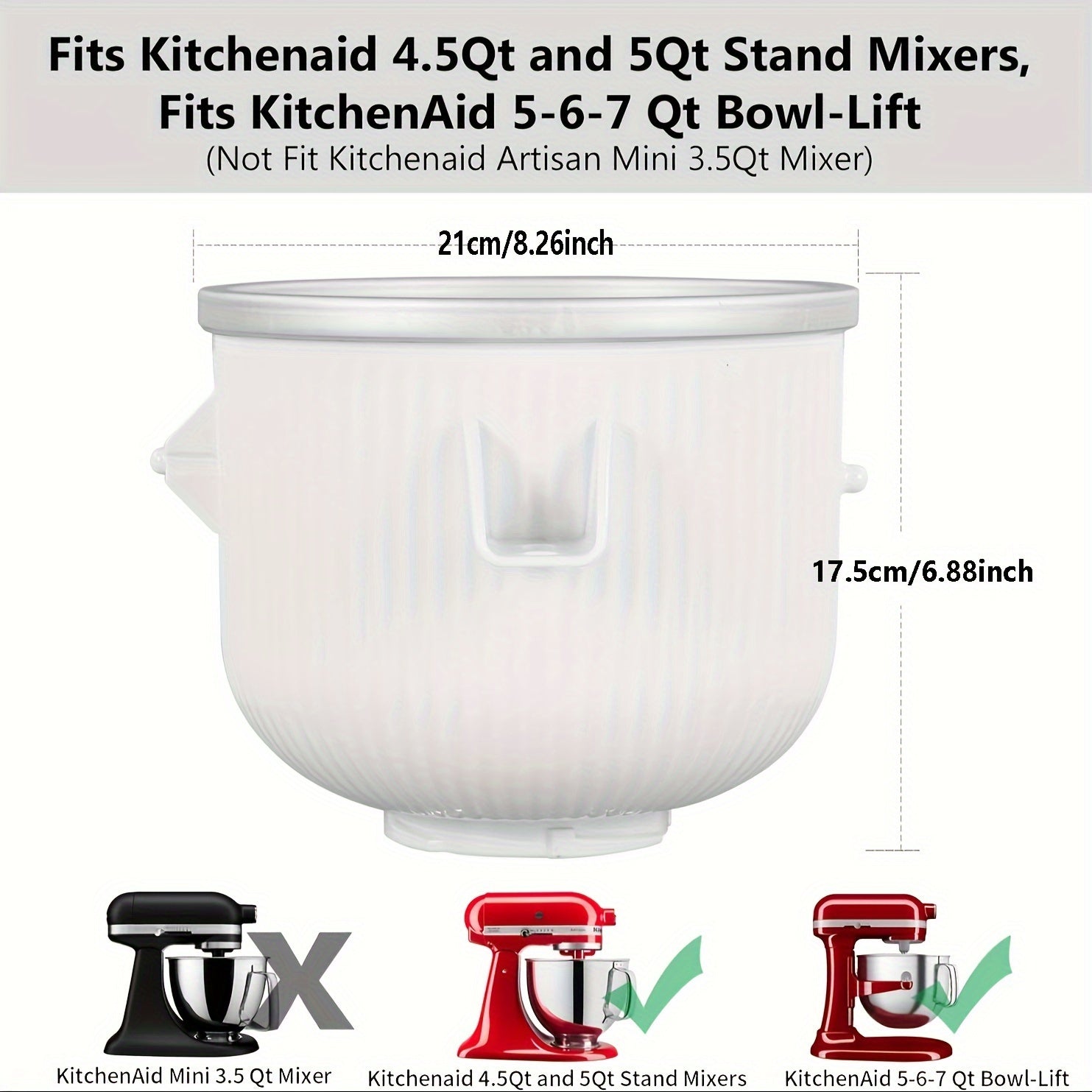 Ice Cream Maker Attachment for Stand Mixers - White Metal-Food Mixer-DECOROLALA