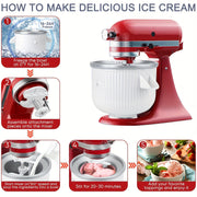 Ice Cream Maker Attachment for Stand Mixers - White Metal-Food Mixer-DECOROLALA