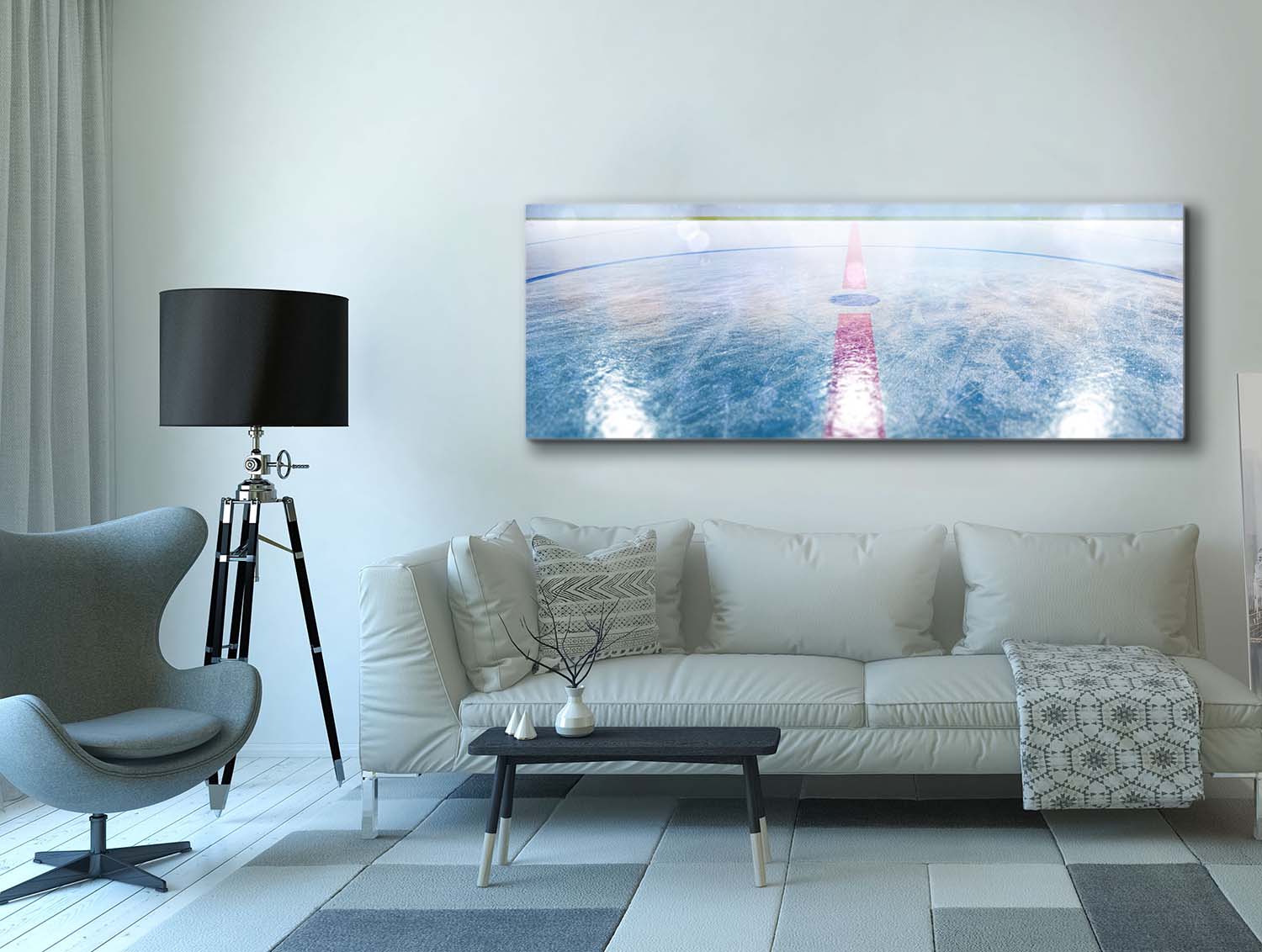 Ice Hockey Canvas Print Silver 72x24 7224-043-Wall Art-DECOROLALA