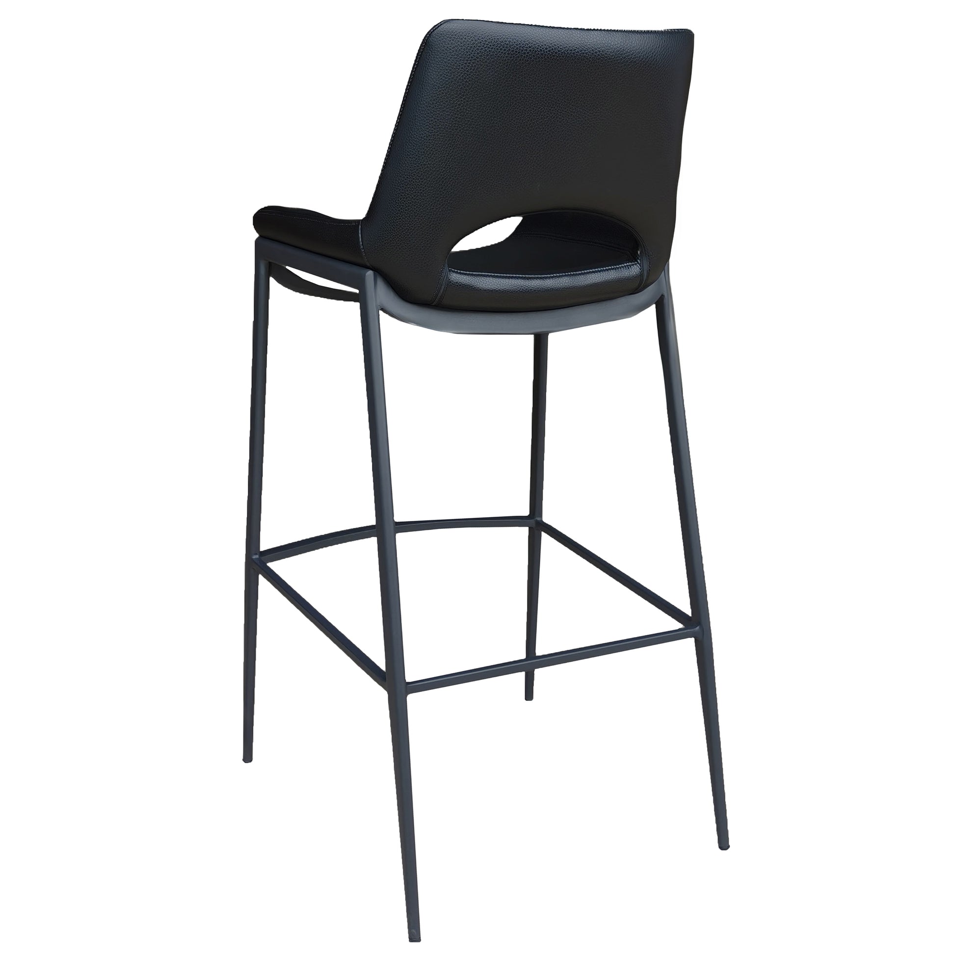 Icona 30" Bar Stool - Black Faux Leather & Metal Base-DECOROLALA