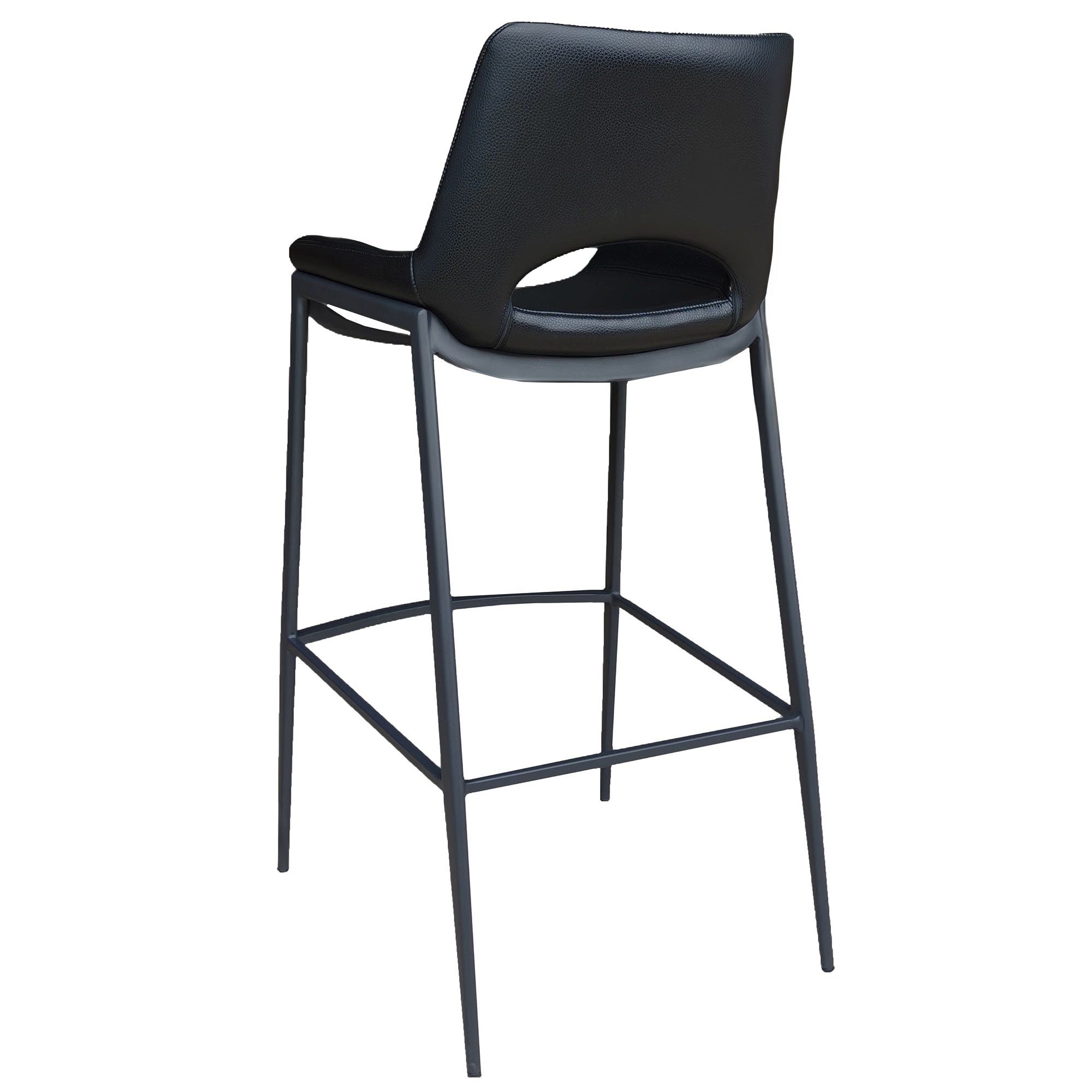 Icona 30" Bar Stool - Black Faux Leather & Metal Base-DECOROLALA