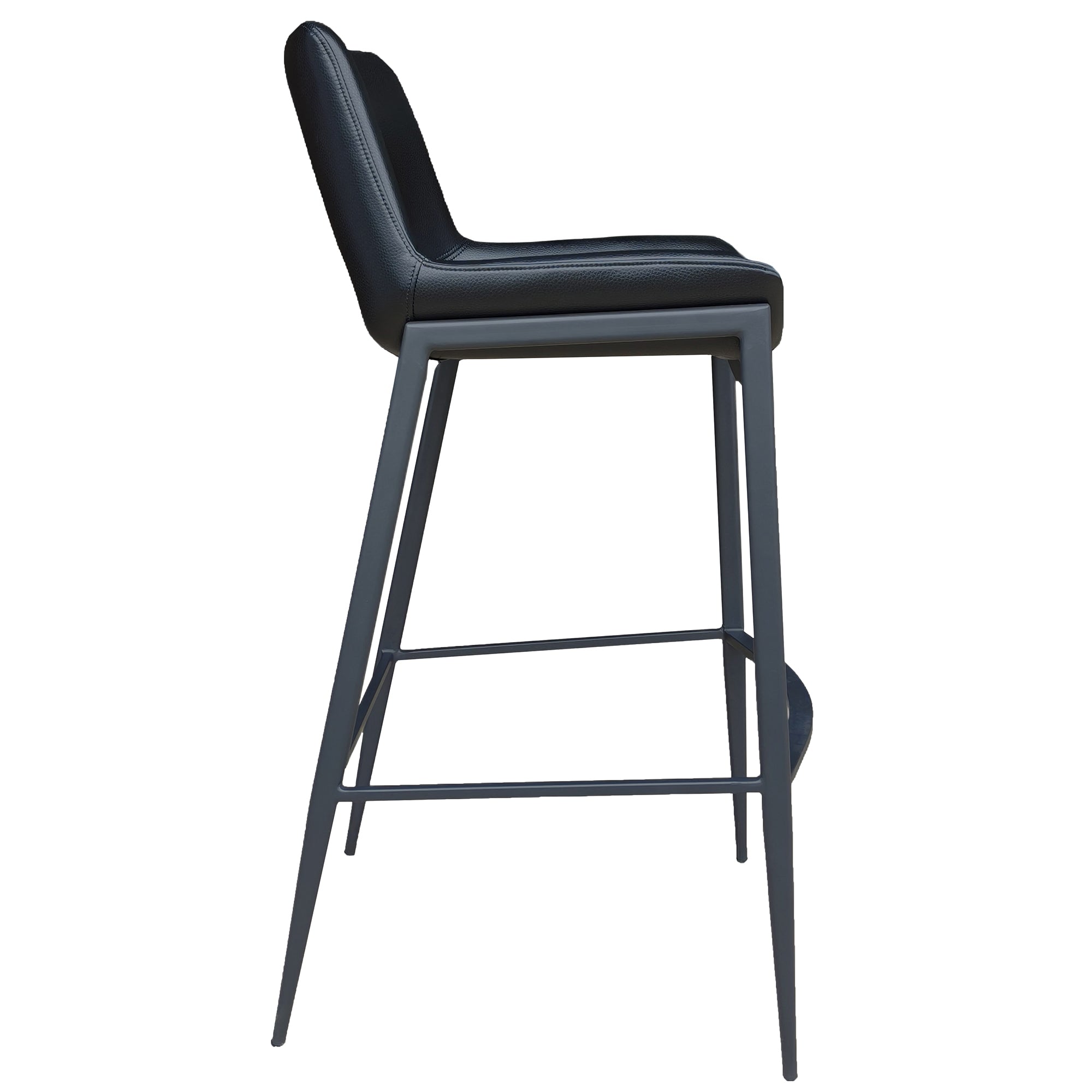 Icona 30" Bar Stool - Black Faux Leather & Metal Base-DECOROLALA