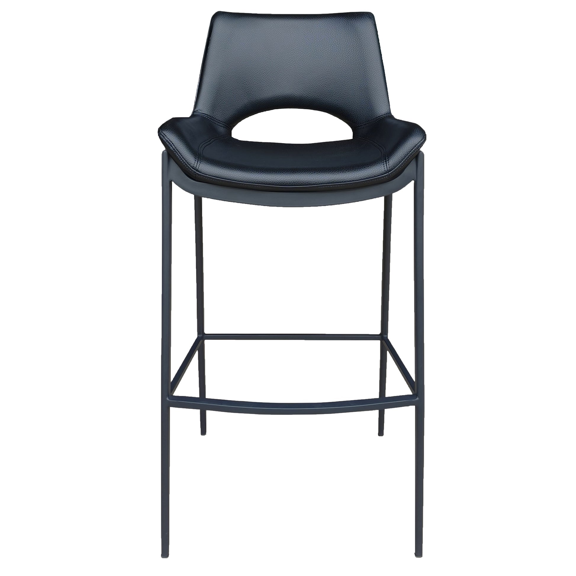 Icona 30" Bar Stool - Black Faux Leather & Metal Base-DECOROLALA